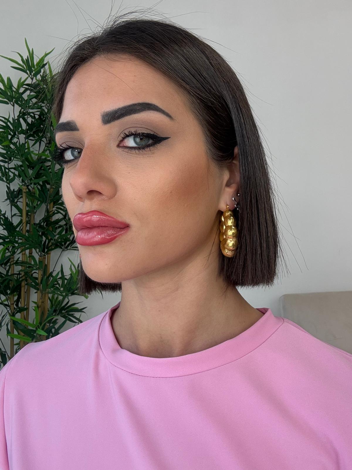 Boucles d'oreilles créoles bombées - Doré