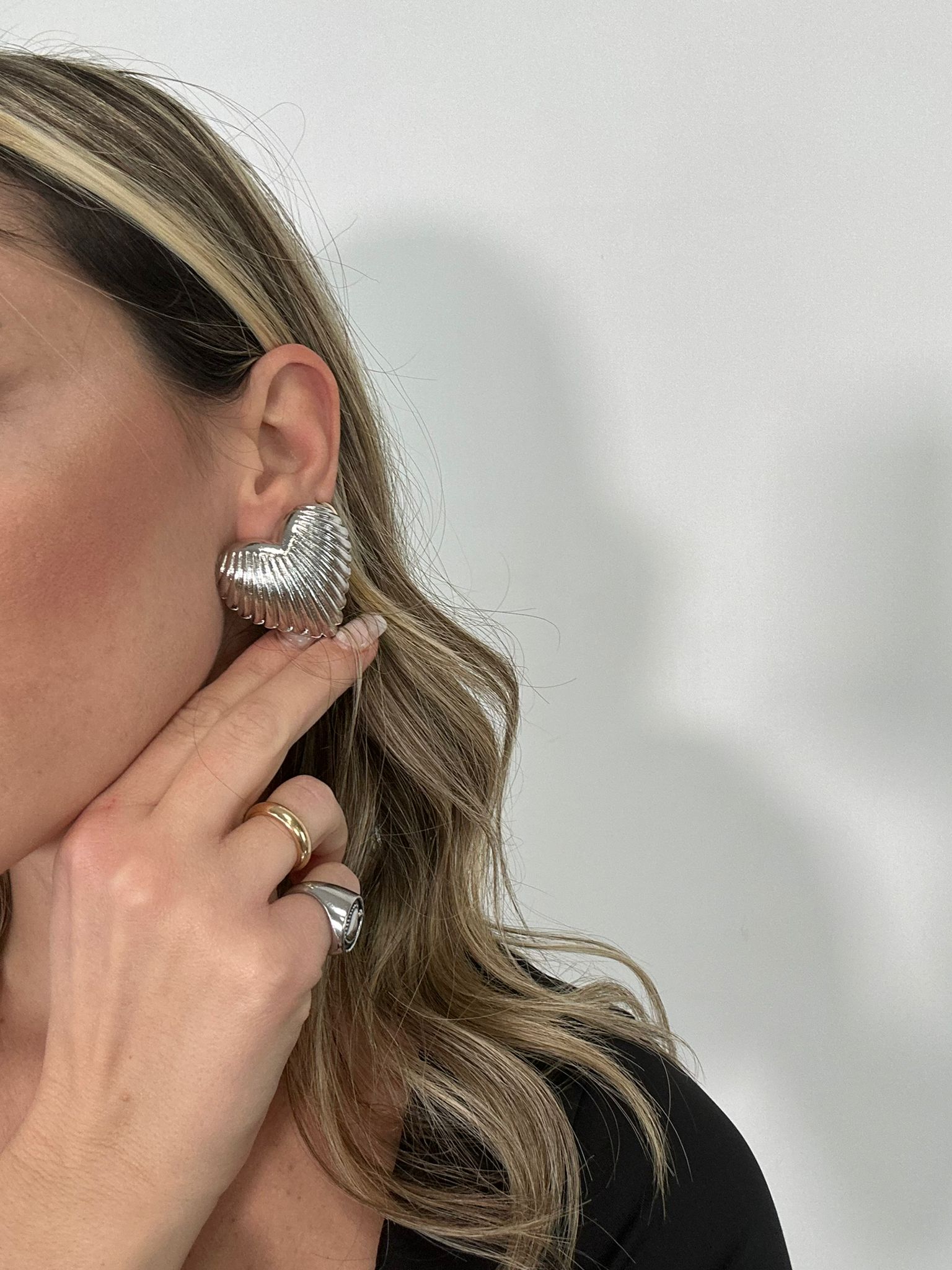 Orecchini a cuore stringati - Argento