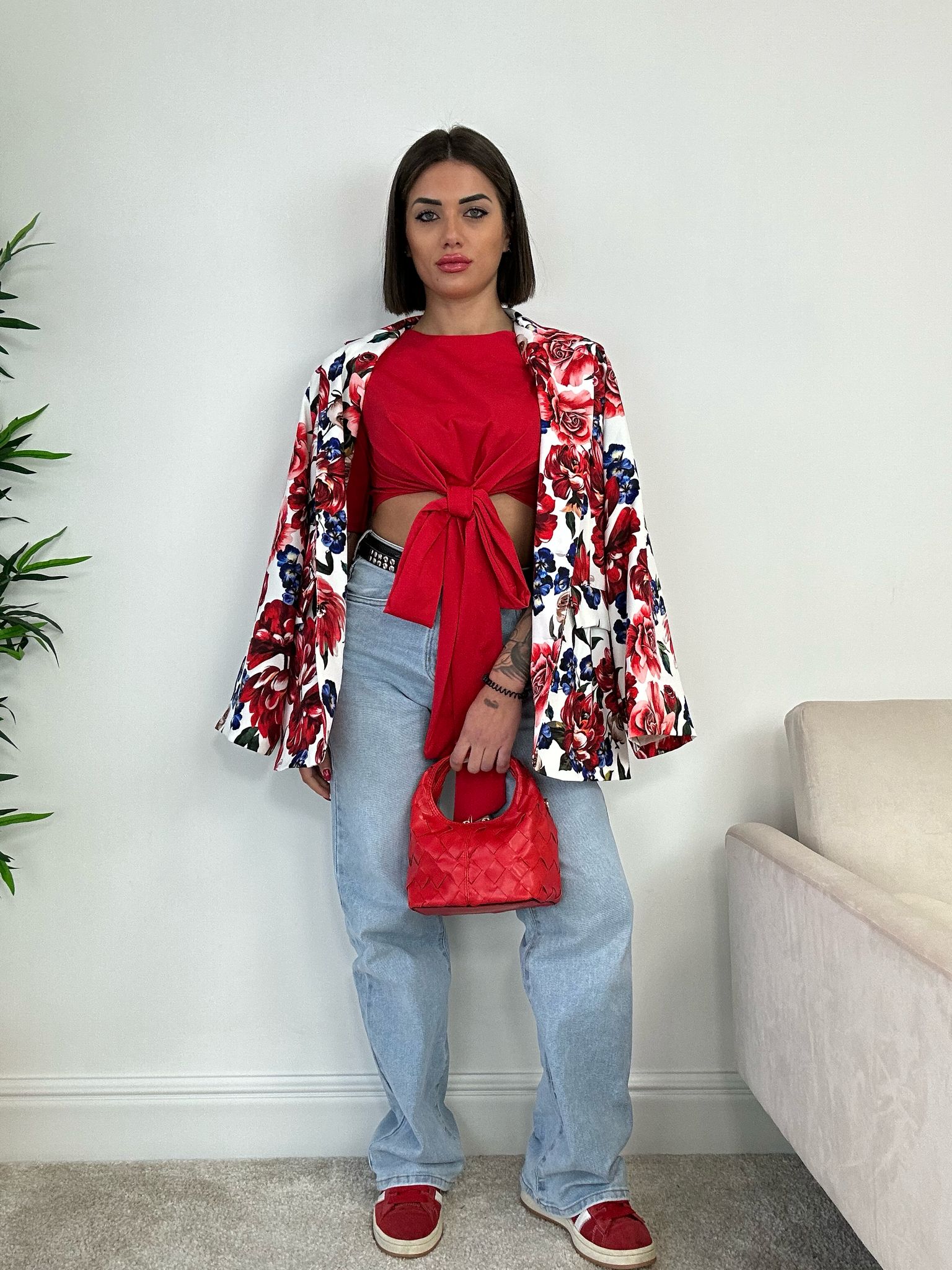 T-shirt Crop con lacci - Rosso