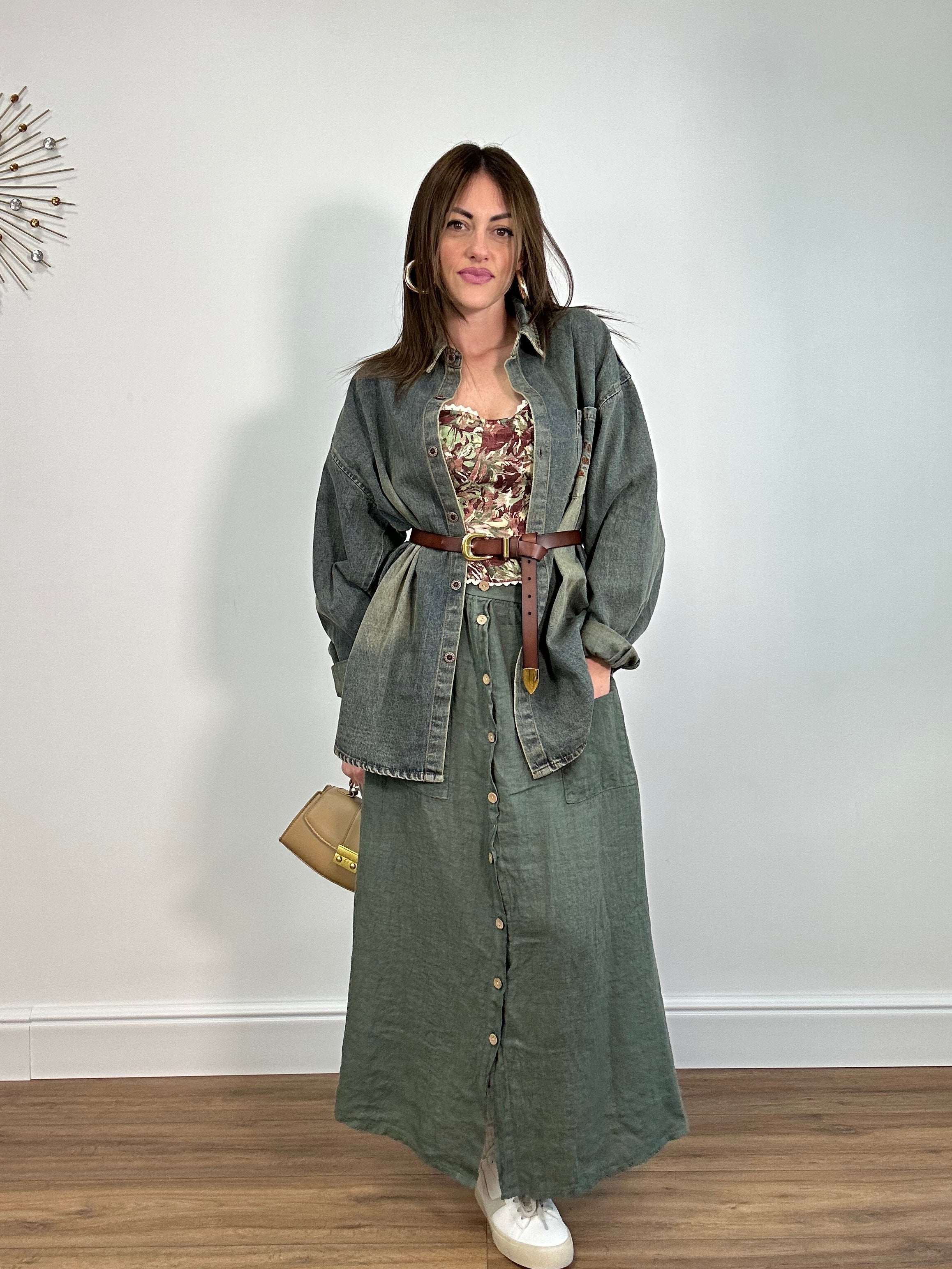 Gonna in Lino 25223 - Verde