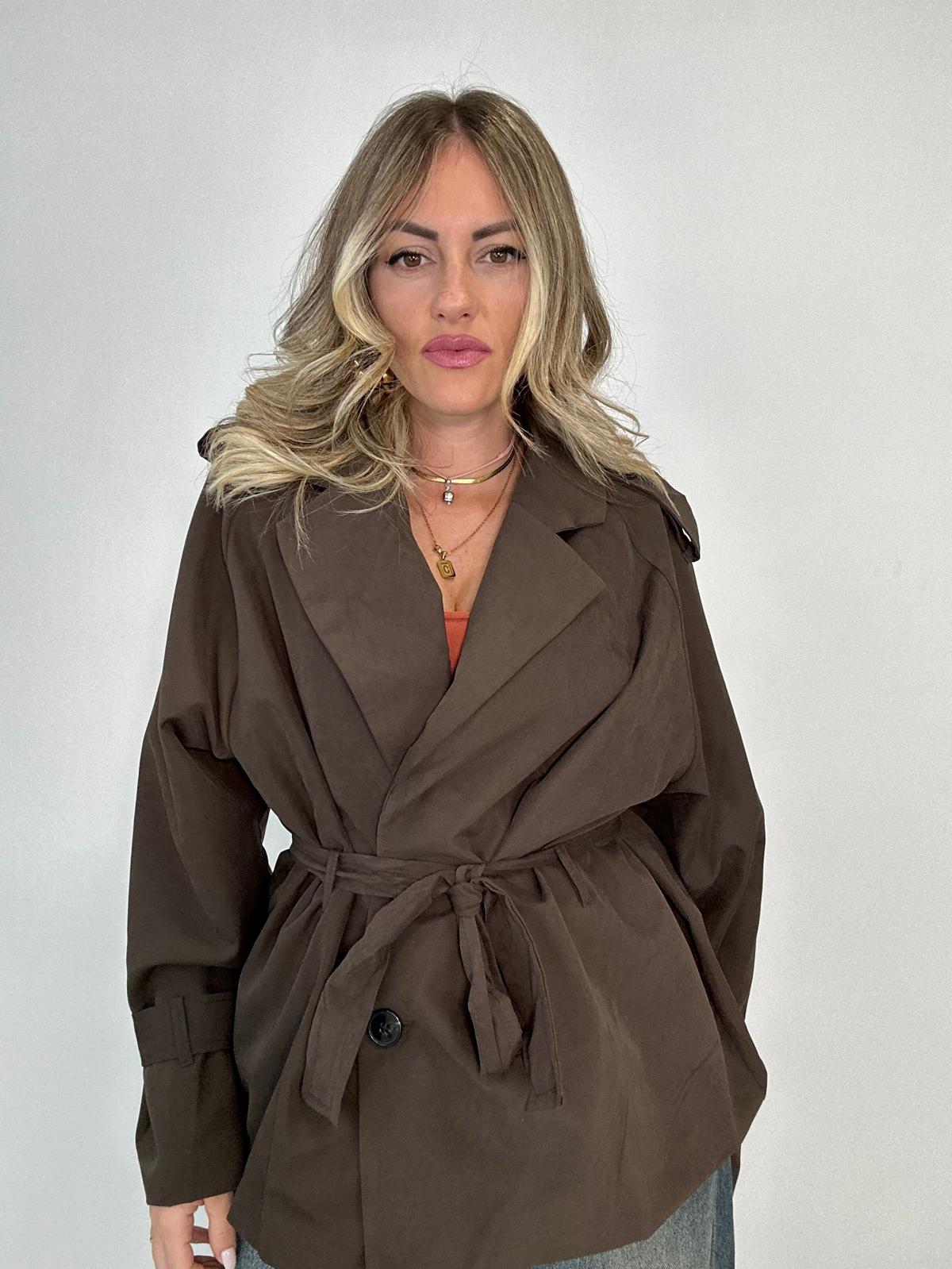 Kurzer Trenchcoat M13348 - Braun
