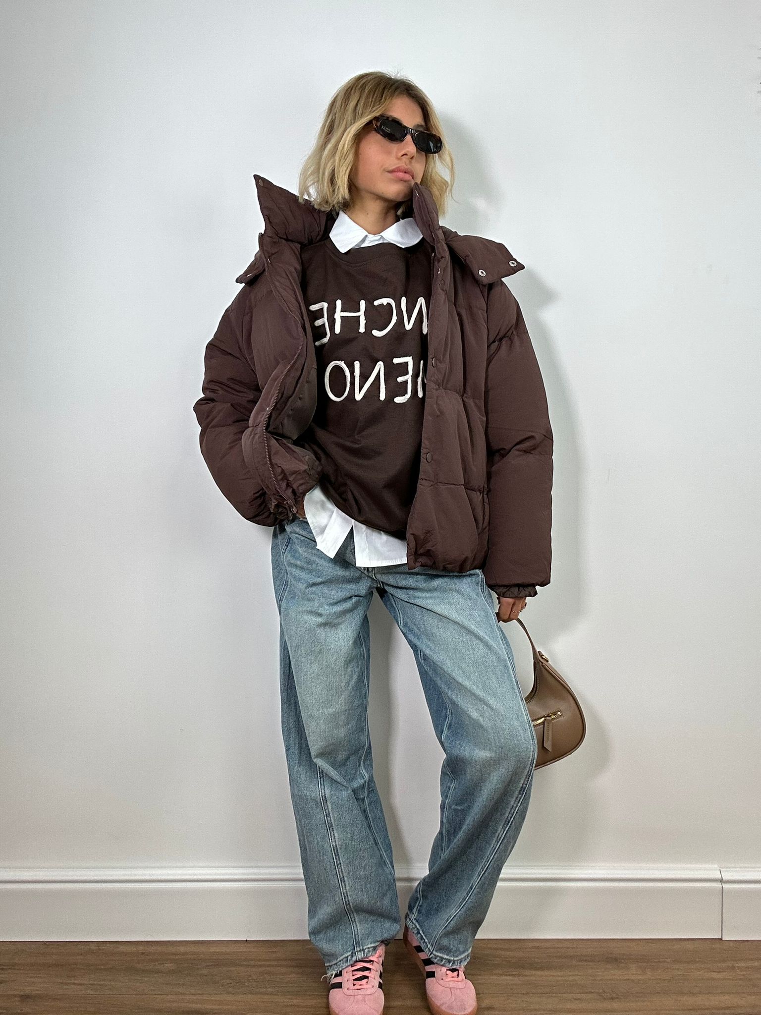 Felpa "Anche Meno" M6023 - Marrone