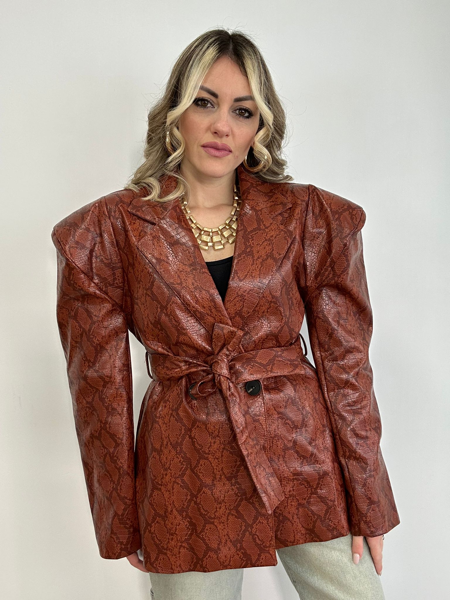 Blazer ecopelle pitonata C26 - Coccio