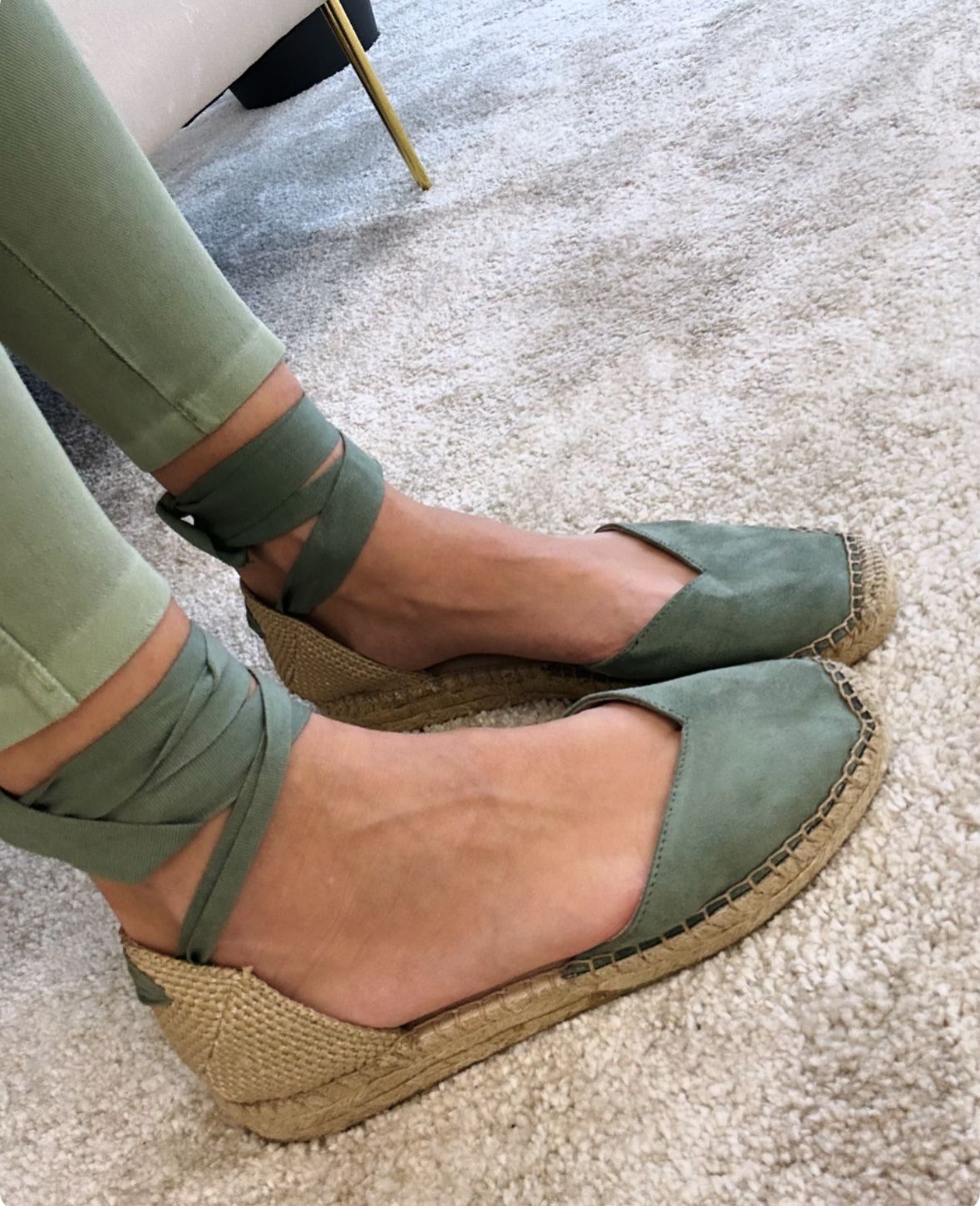 Espadrillas con laccetti - Verde Salvia