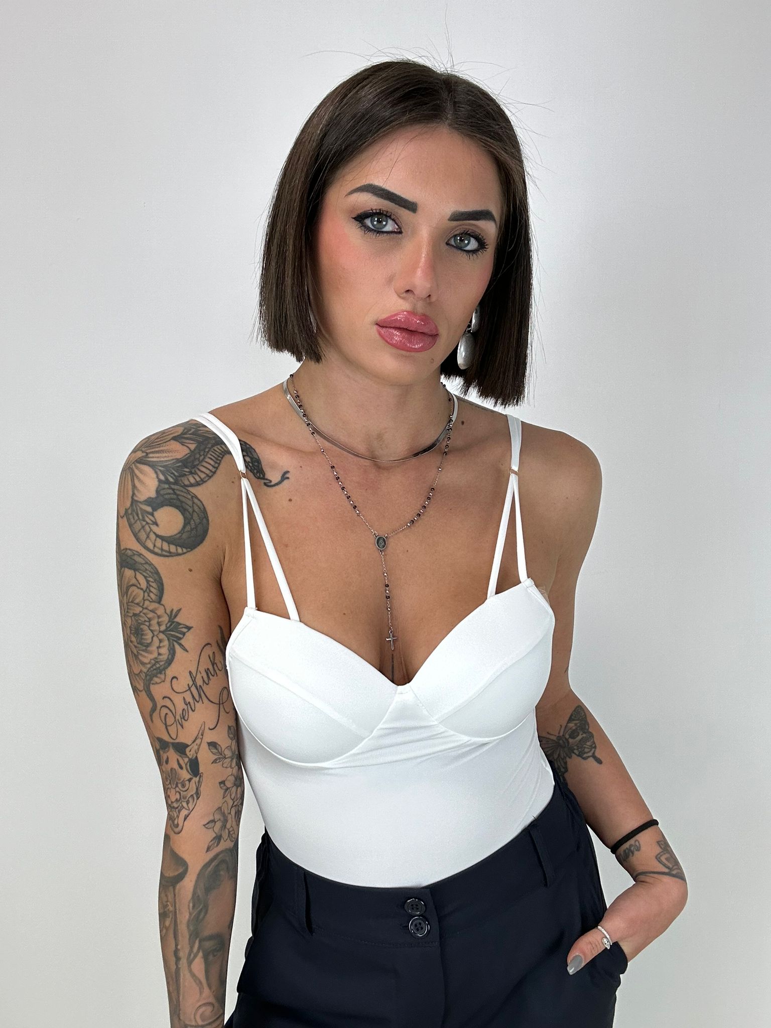 Body con coppe - Bianco