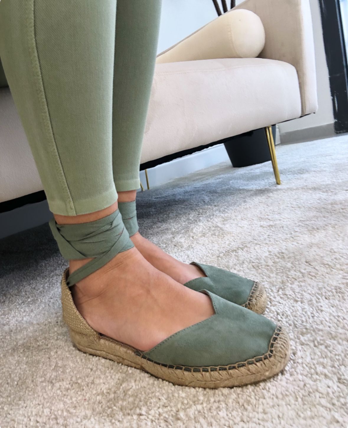 Espadrilles à lacets - Vert Sauge
