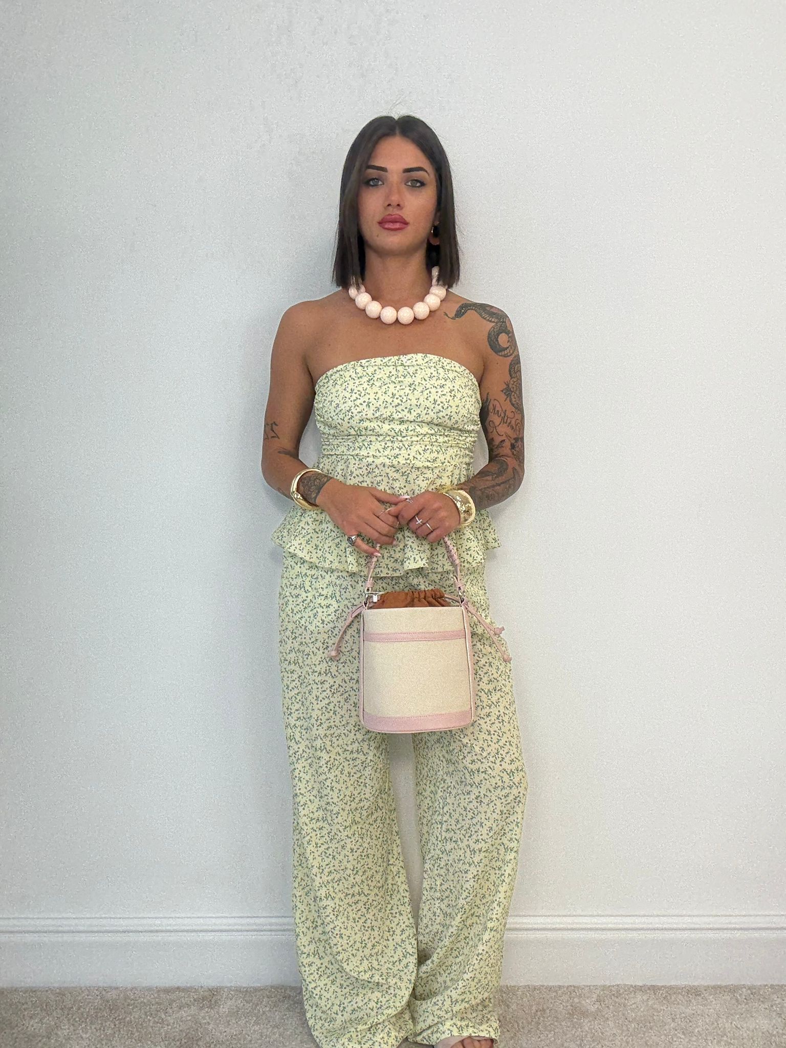 Coordinato Olimpia (Top + Pantalone) Fondo Giallo