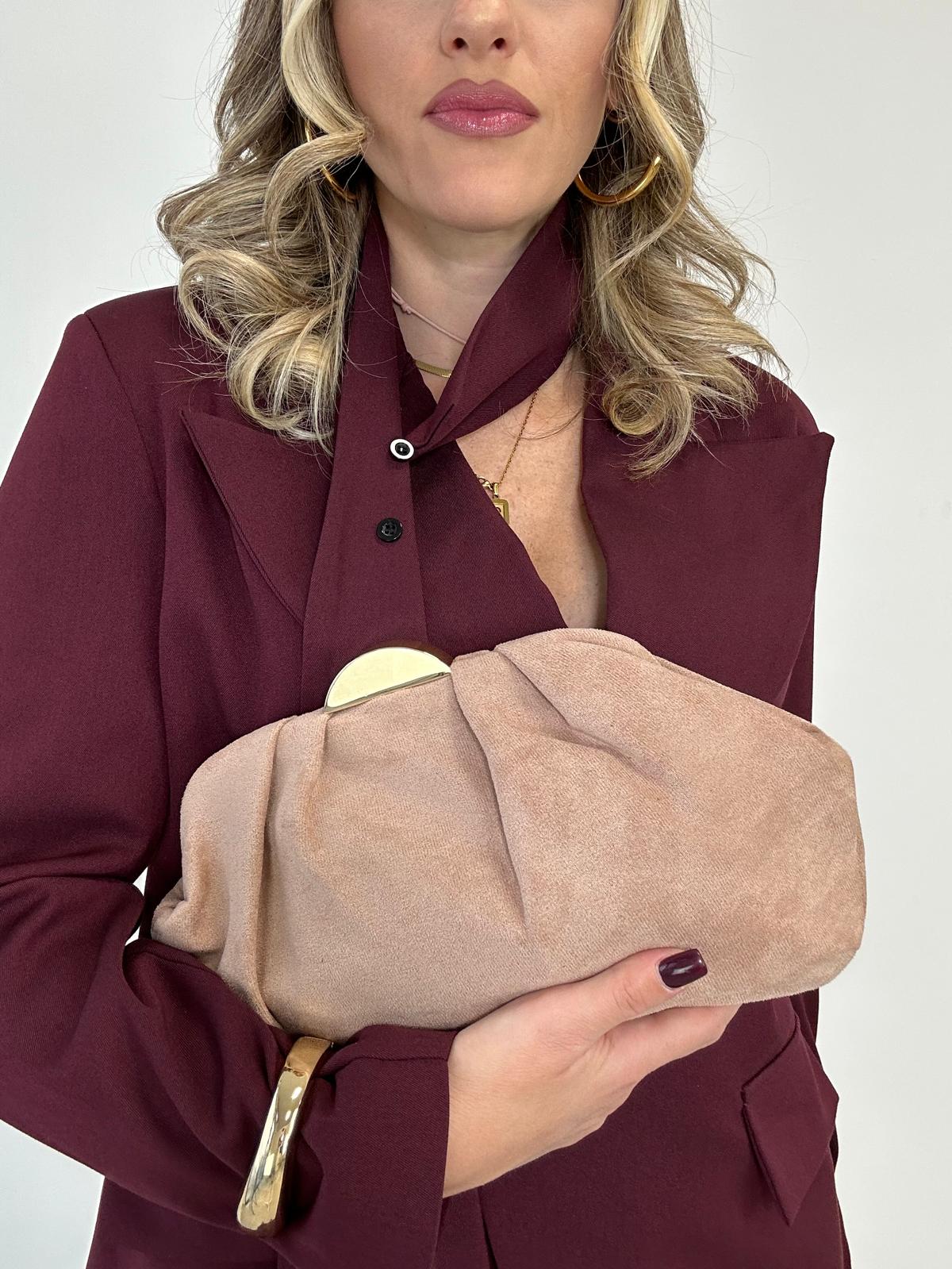 Pochette con gancetto oro - Cipria