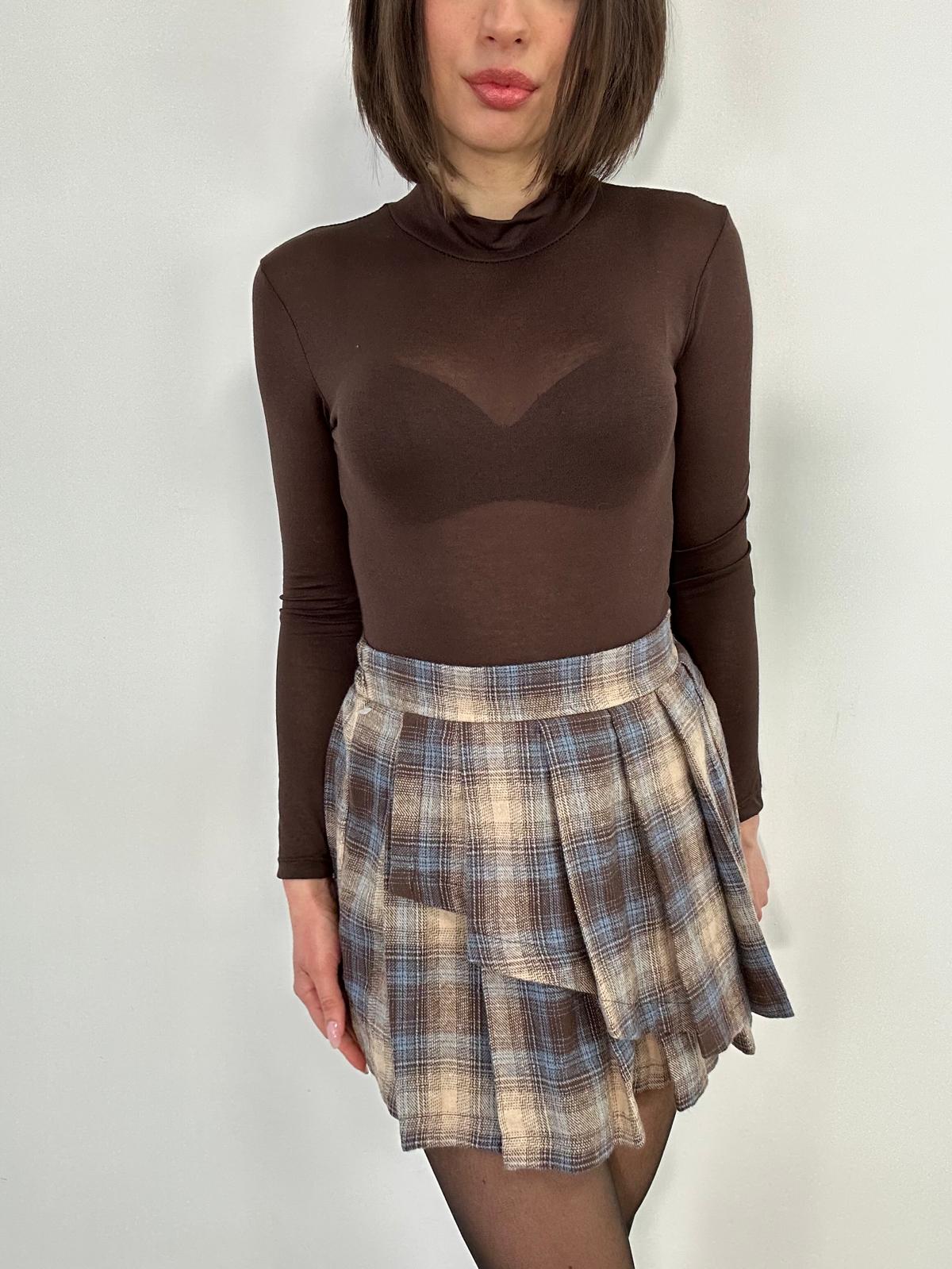 Gonna a quadri 25755 - Marrone e Celeste