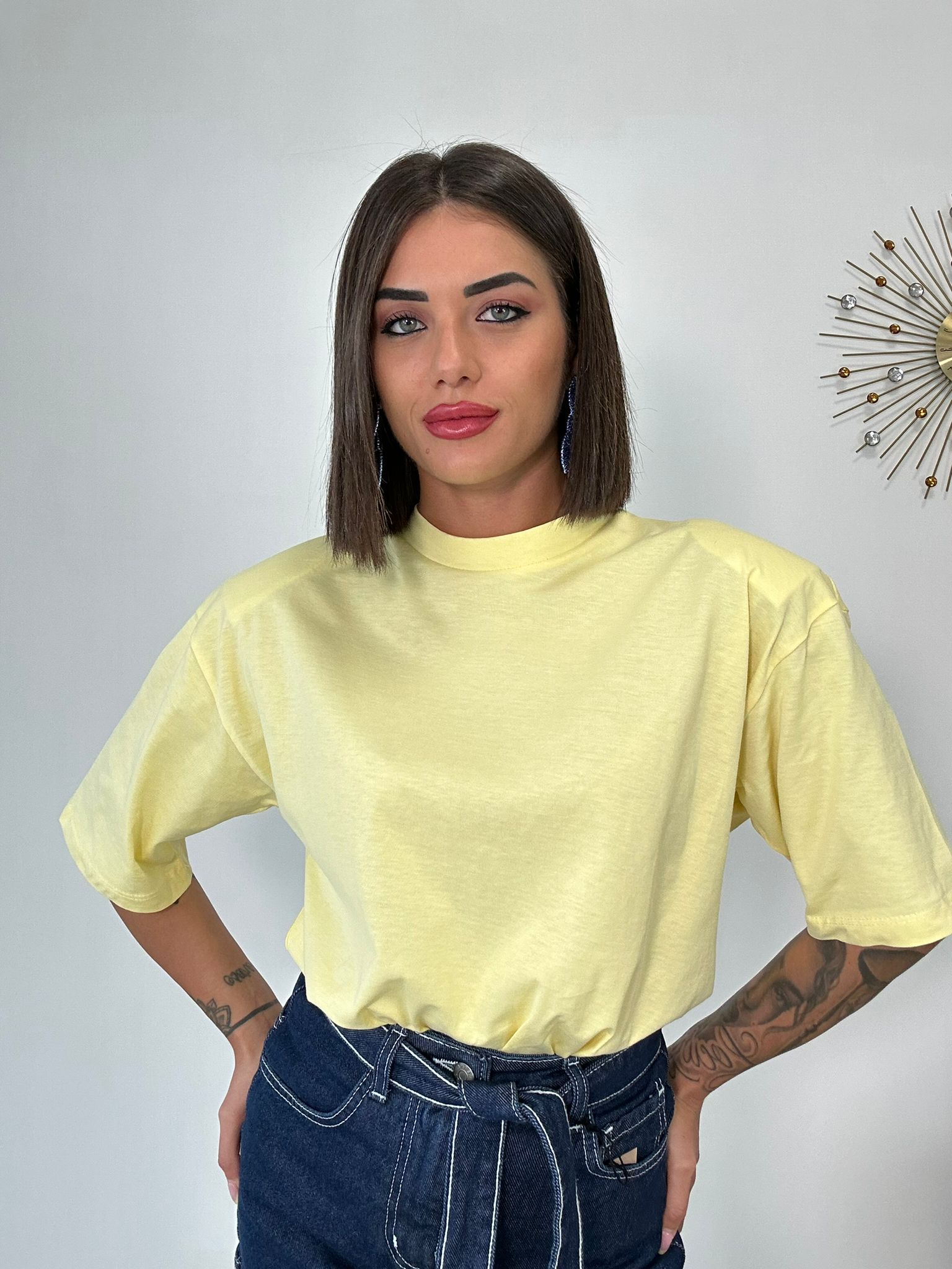 T-shirt in Cotone - Giallo