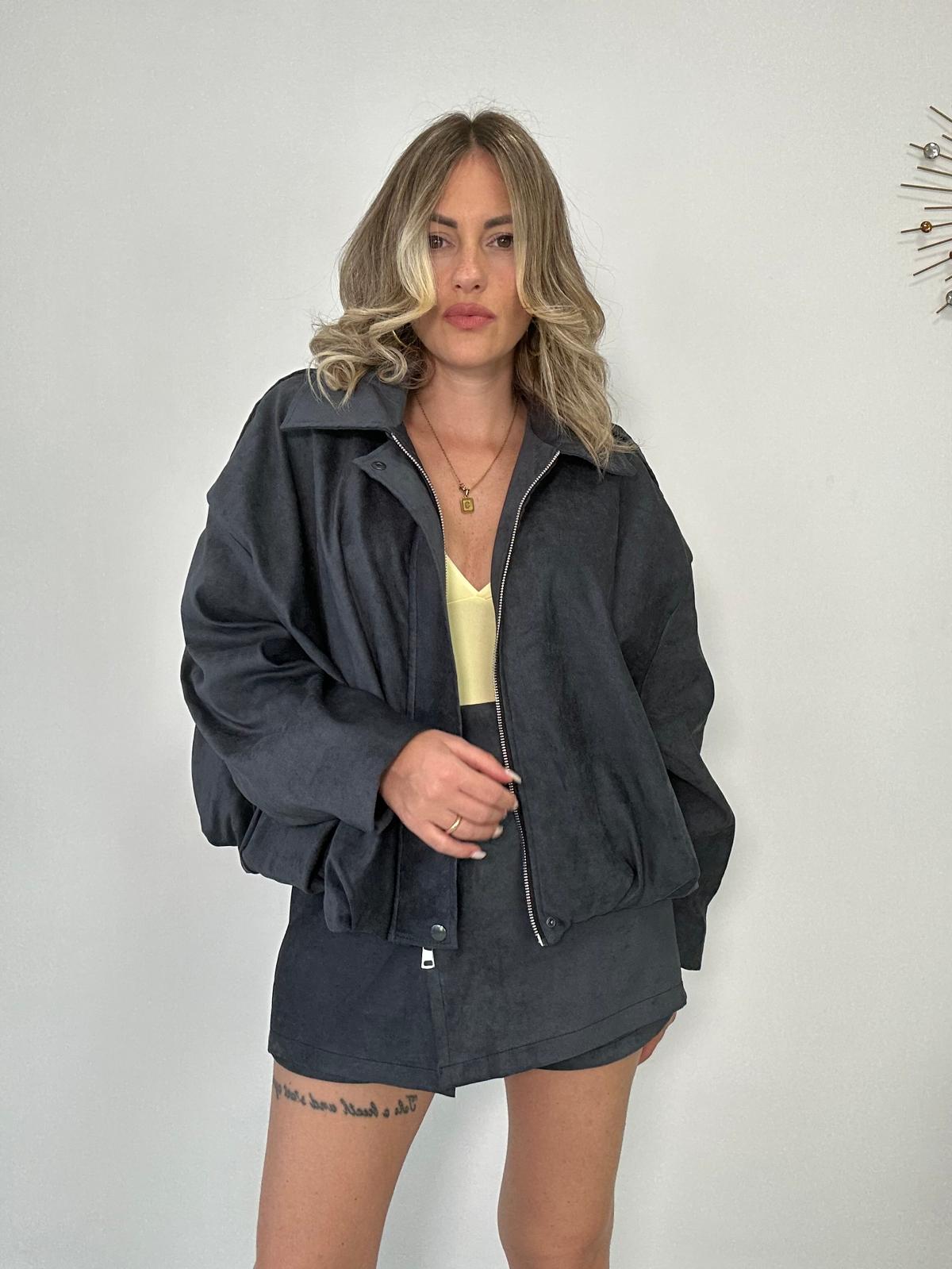 Giacca effetto Camoscio - Grigio Scuro