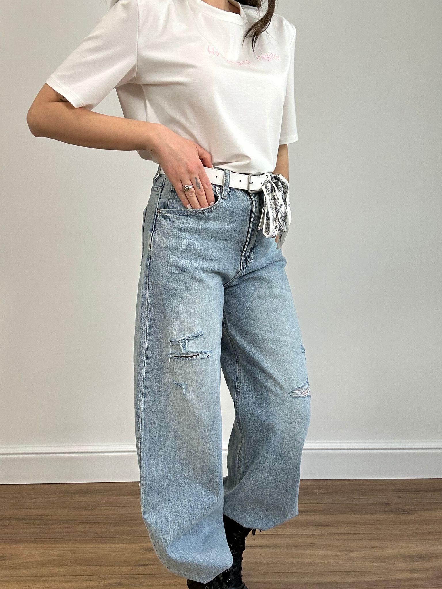 Jeans con foulard F122 - Lavaggio Chiaro