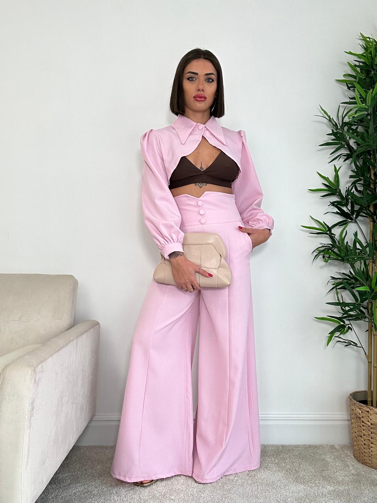 Coordinato Sofia (Giacca Crop + Pantalone) Rosa