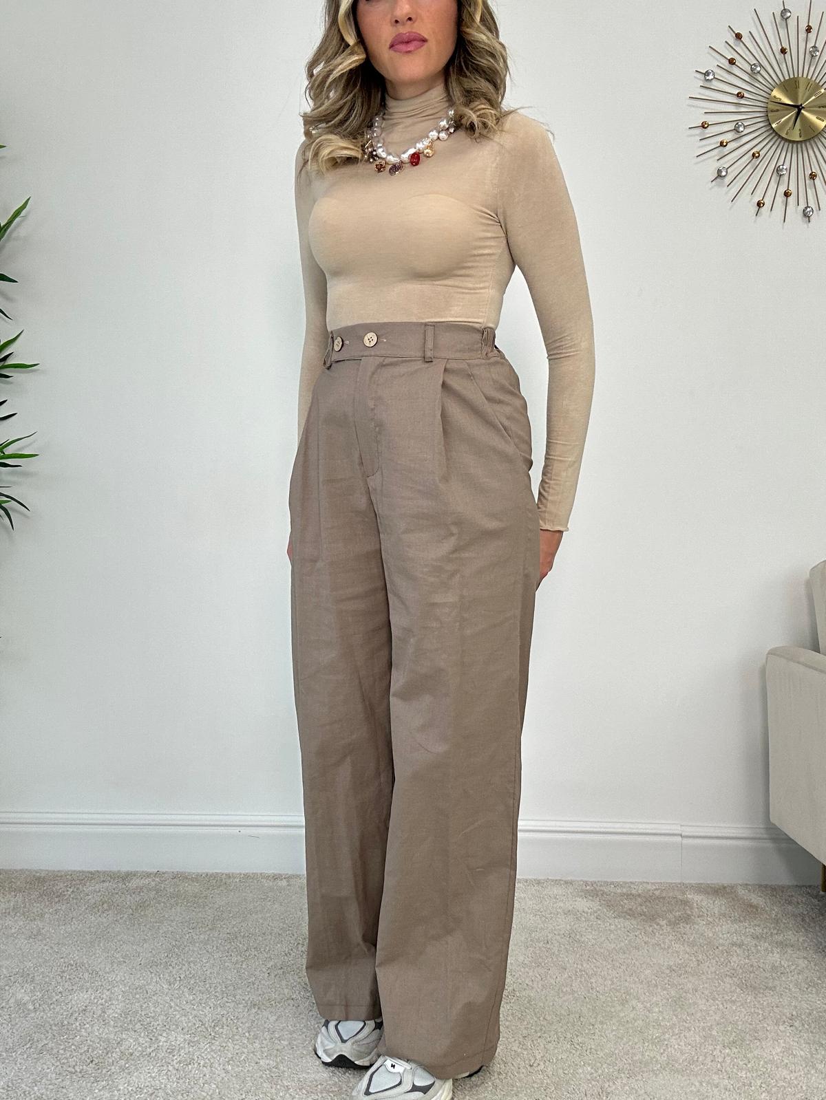 Pantalone in Lino 5845 - Fango