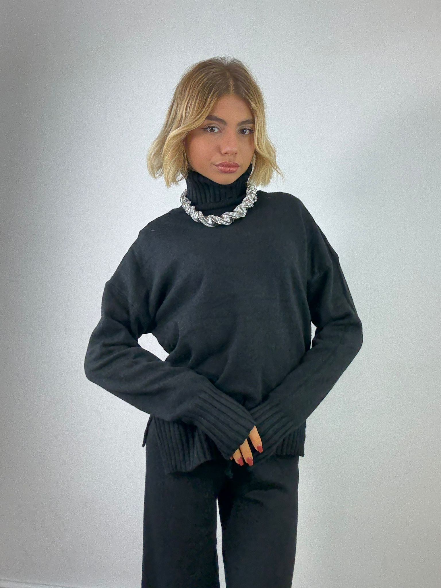 Coordinato AL016B (Maglione + Pantalone) Nero