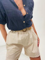 Pantaloncino in cotone e lino con cintura - Vari Colori - FR3192