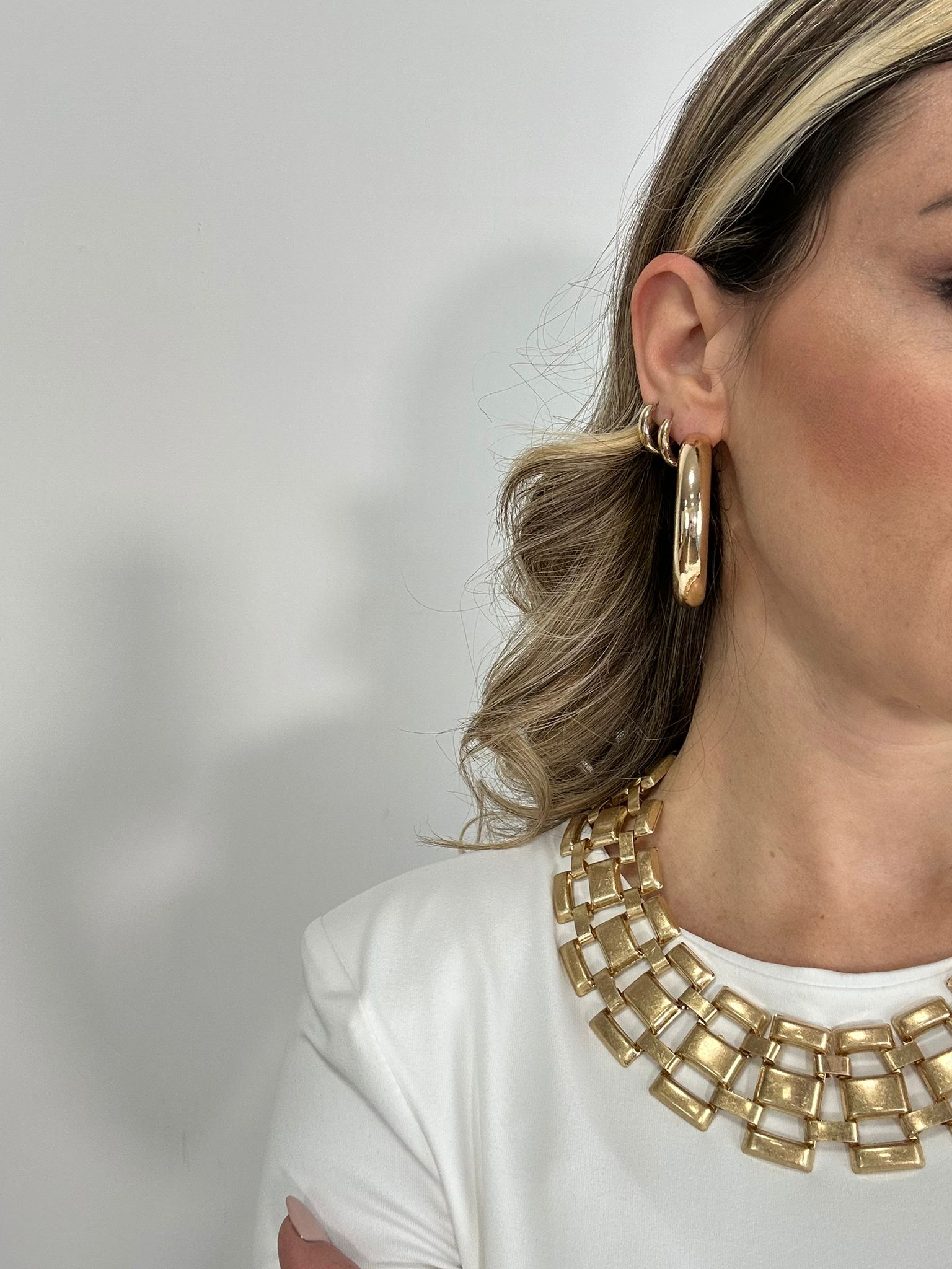 Orecchini a semi cerchio bombati - Oro