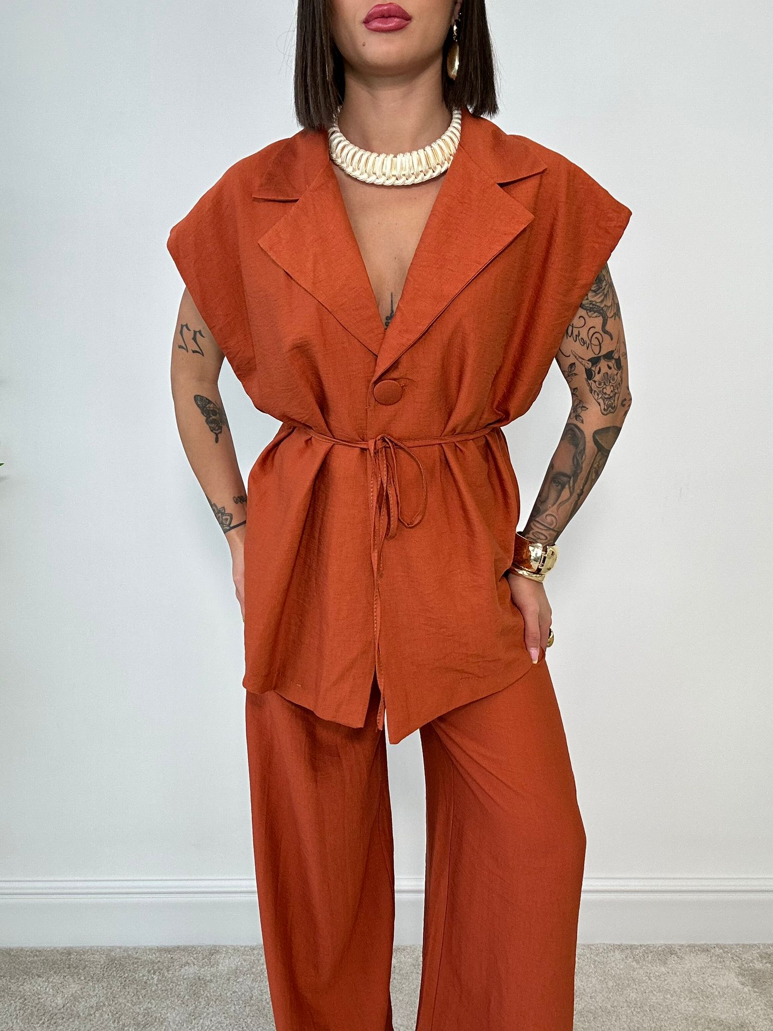 Coordinato Bahamas (Giacca Smanicata + Pantalone) Coccio