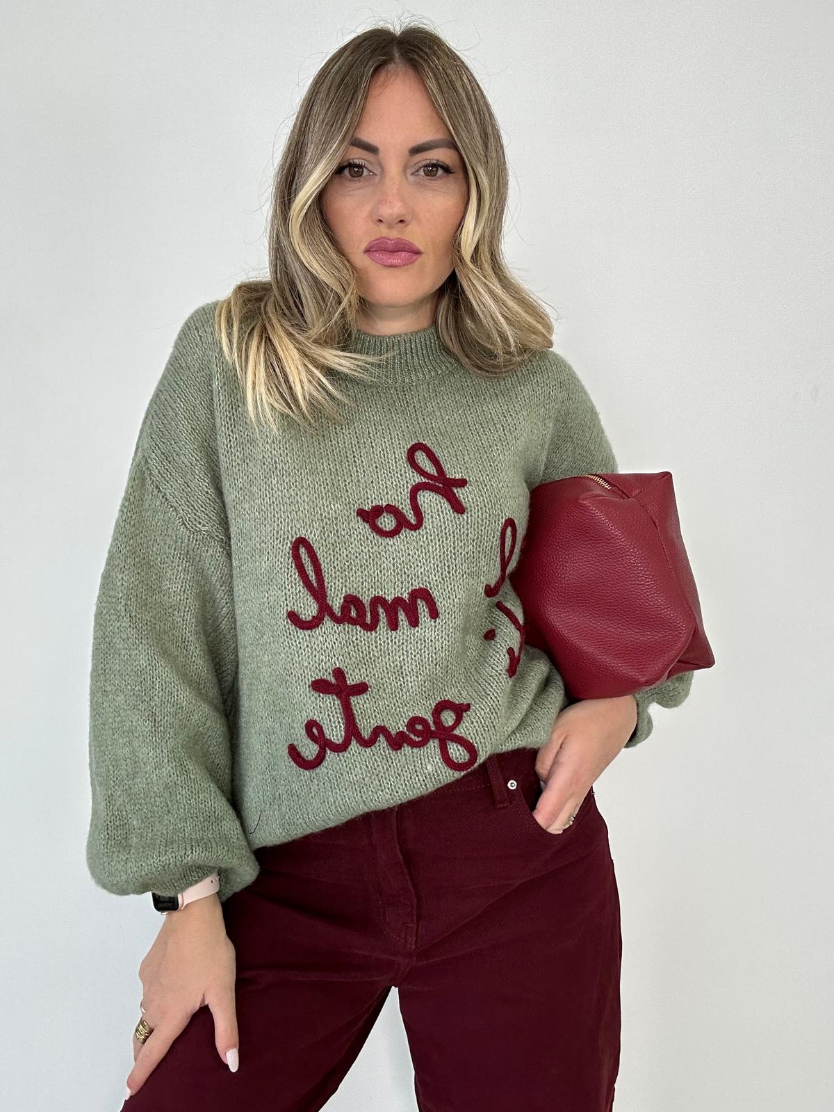 Maglione "Ho il mal di gente" A2903 - Verde