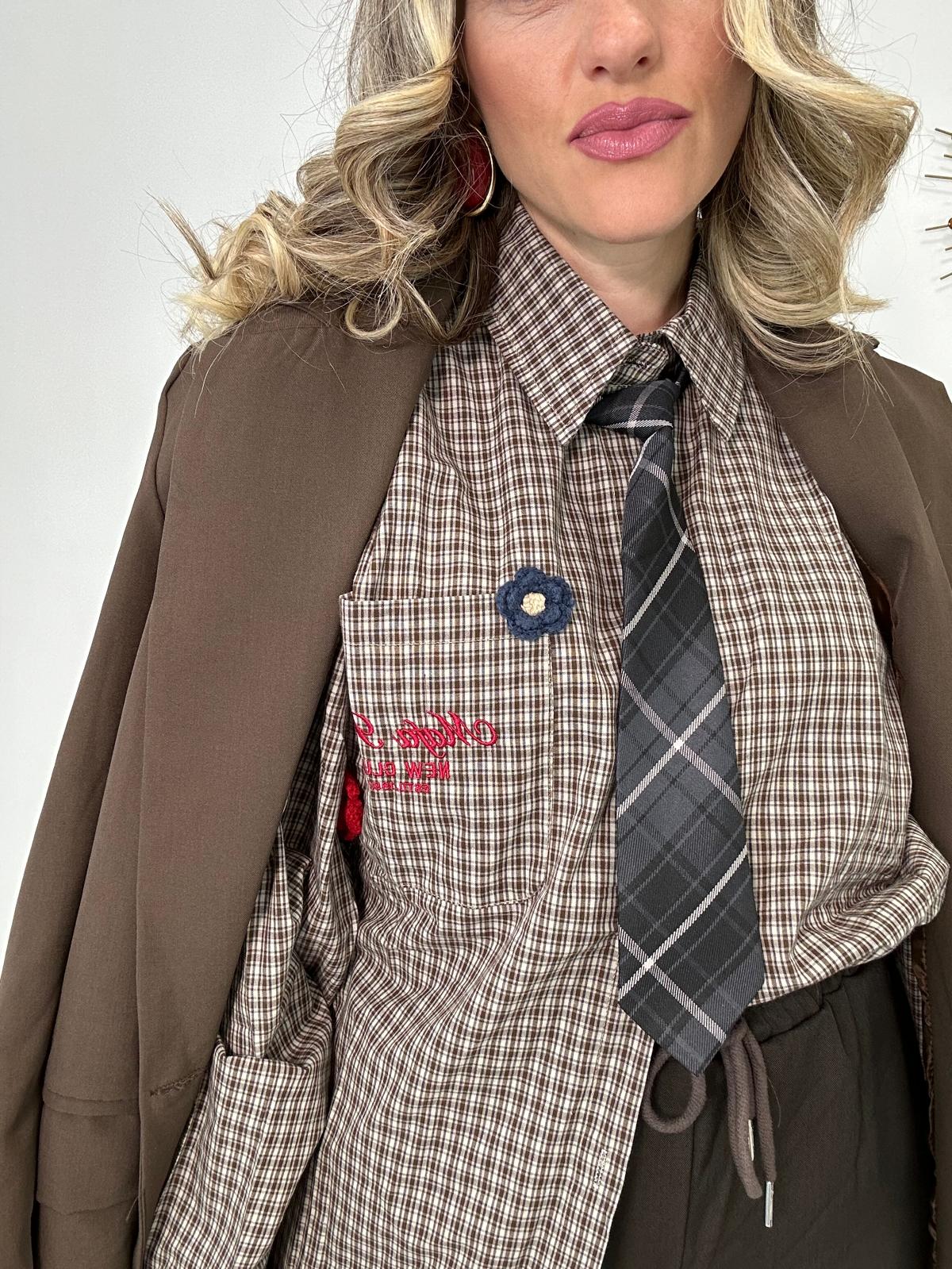 Camicia con cravatta MC930 - Marrone e Blu