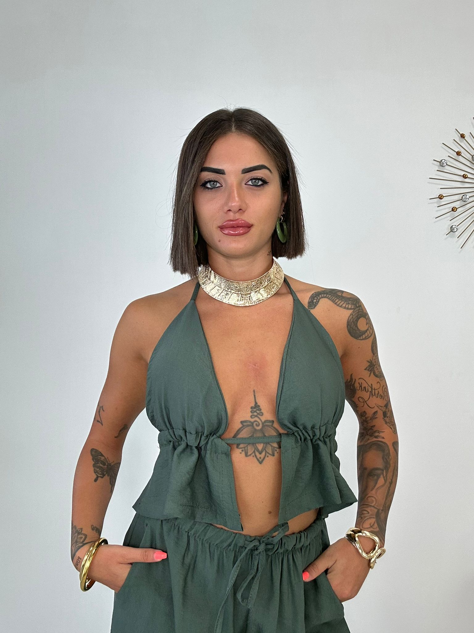 Coordinato Lara (Top + Pantalone) Verde