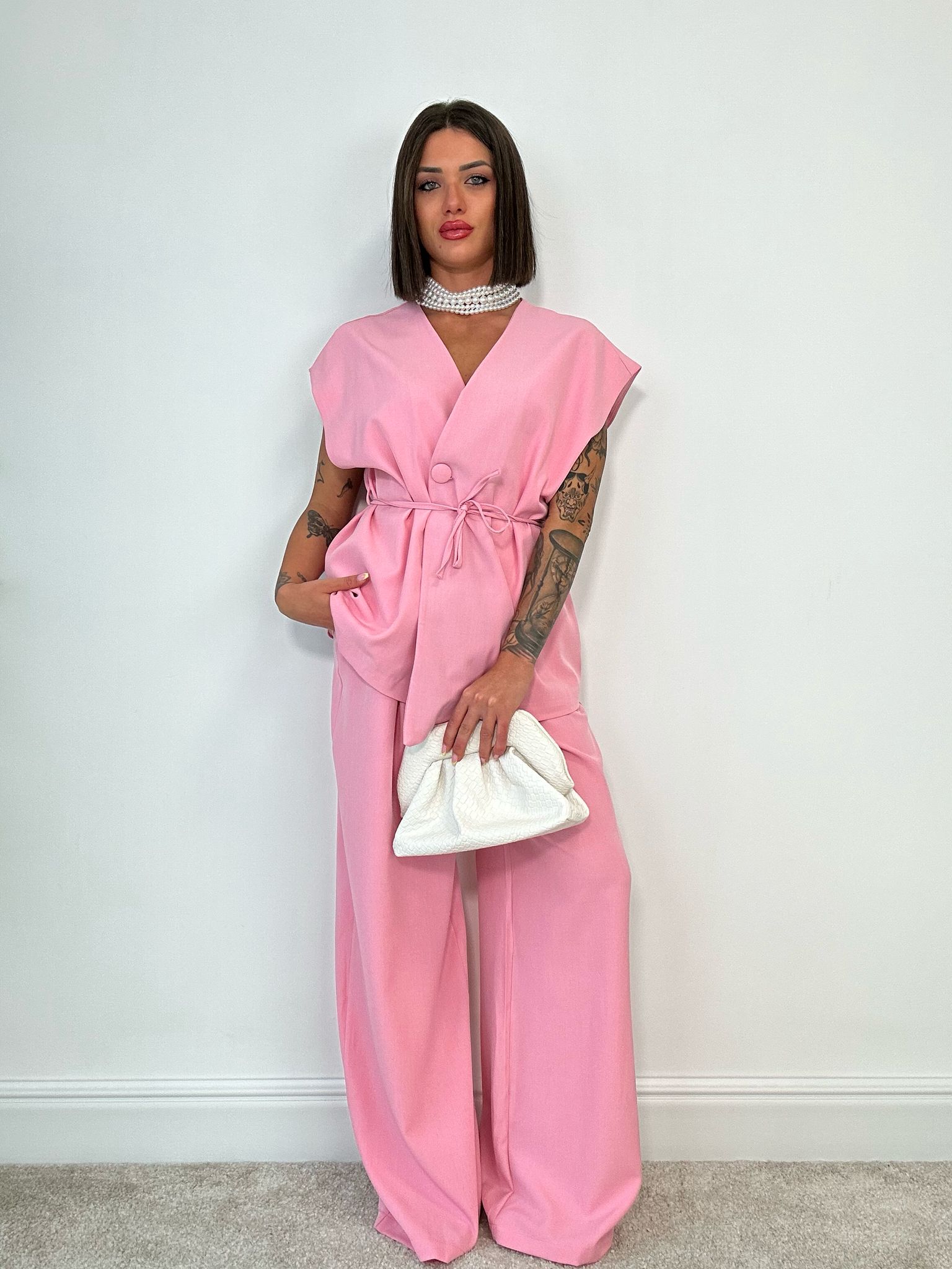 Coordinato Malaga (Giacca Smanicata+ Pantalone) Rosa