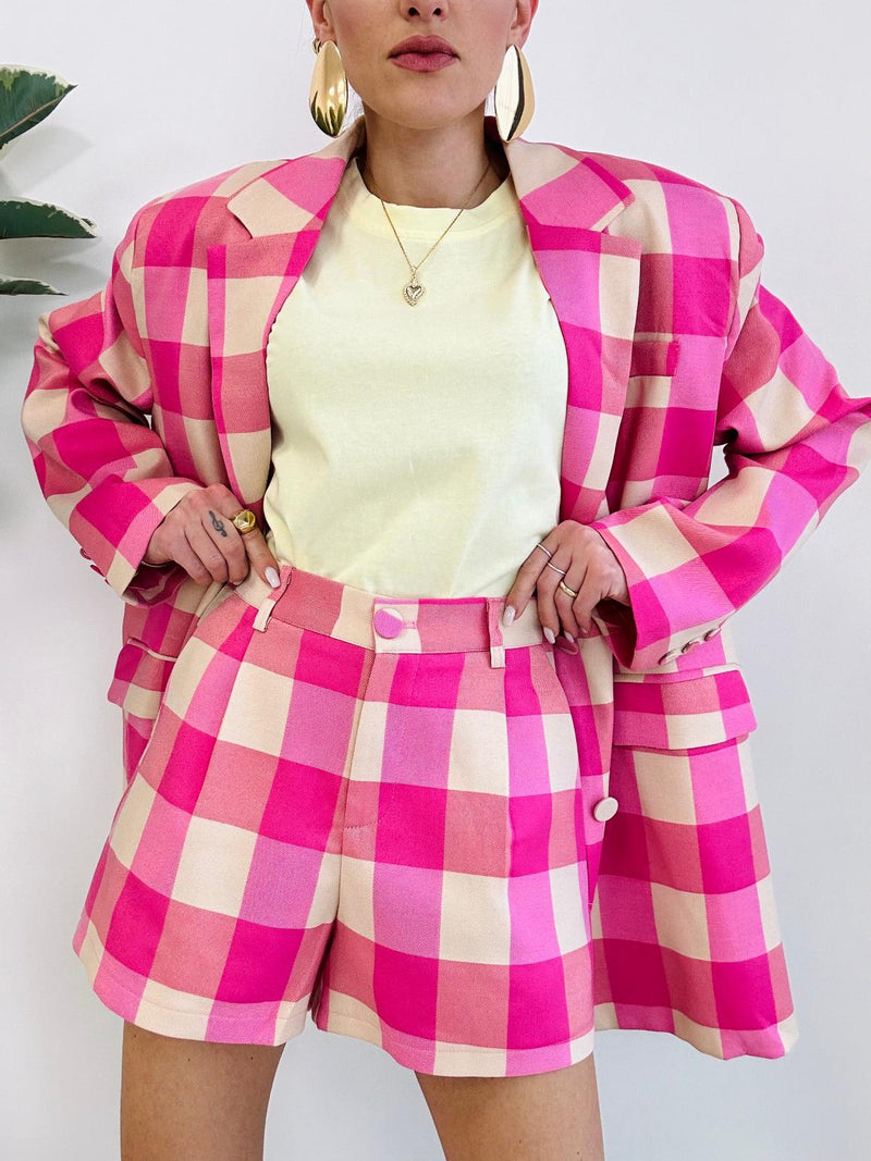 Coordinato Tokyo a quadri ( Blazer + Pantaloncino ) multicolor Rosa