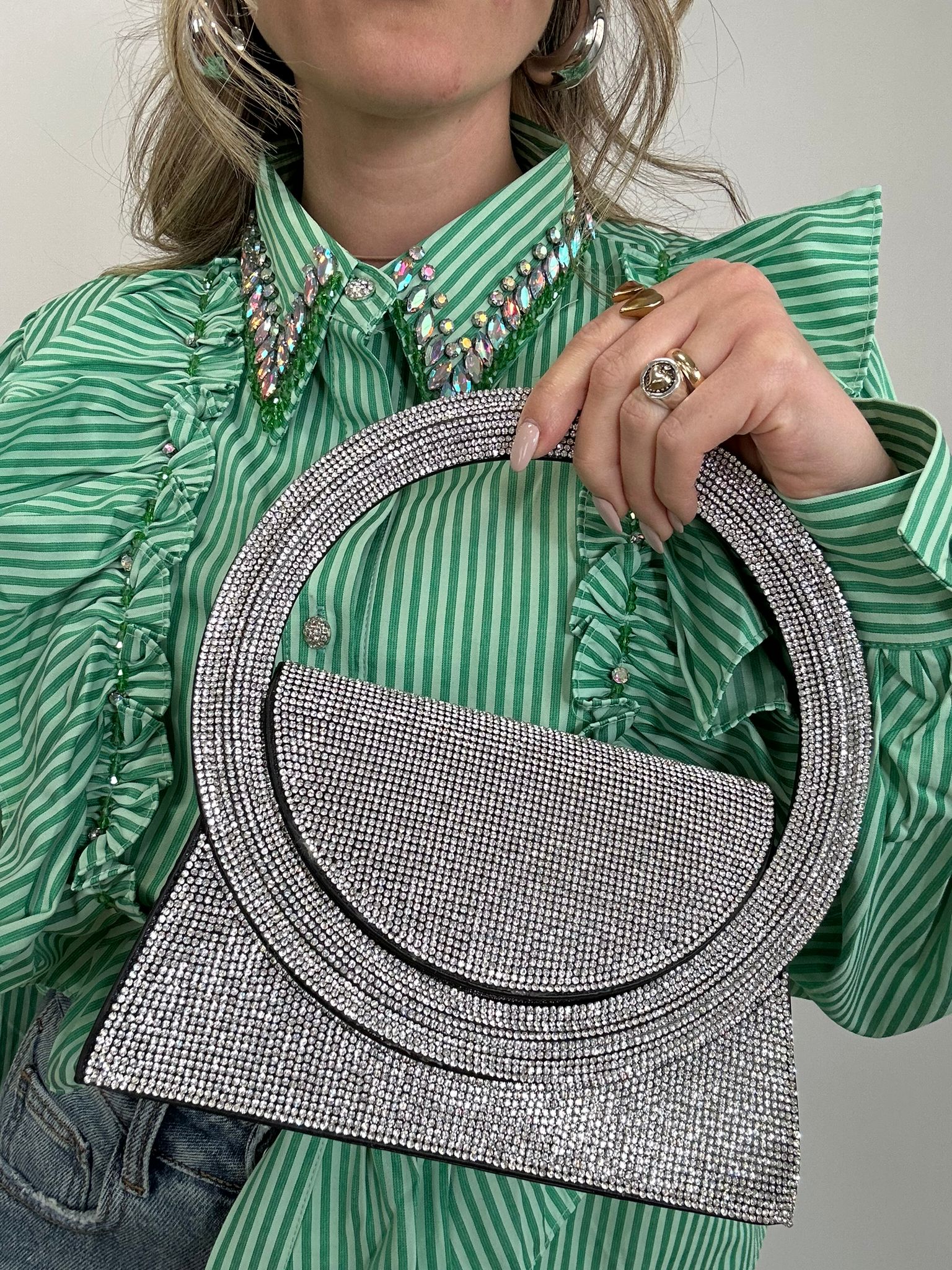 Borsa con strass - Argento