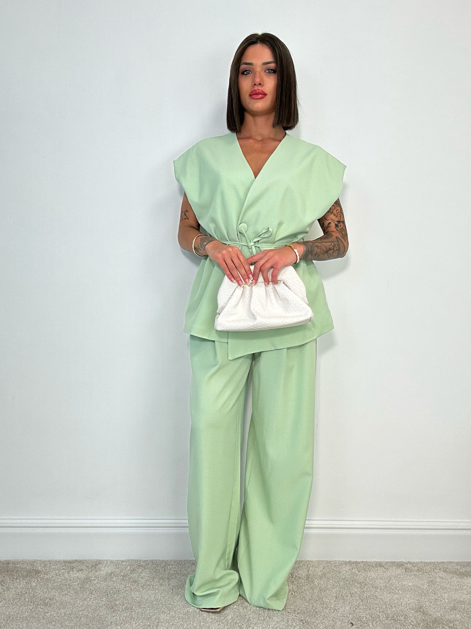 Coordinato Malaga (Giacca Smanicata+ Pantalone) Verde Chiaro