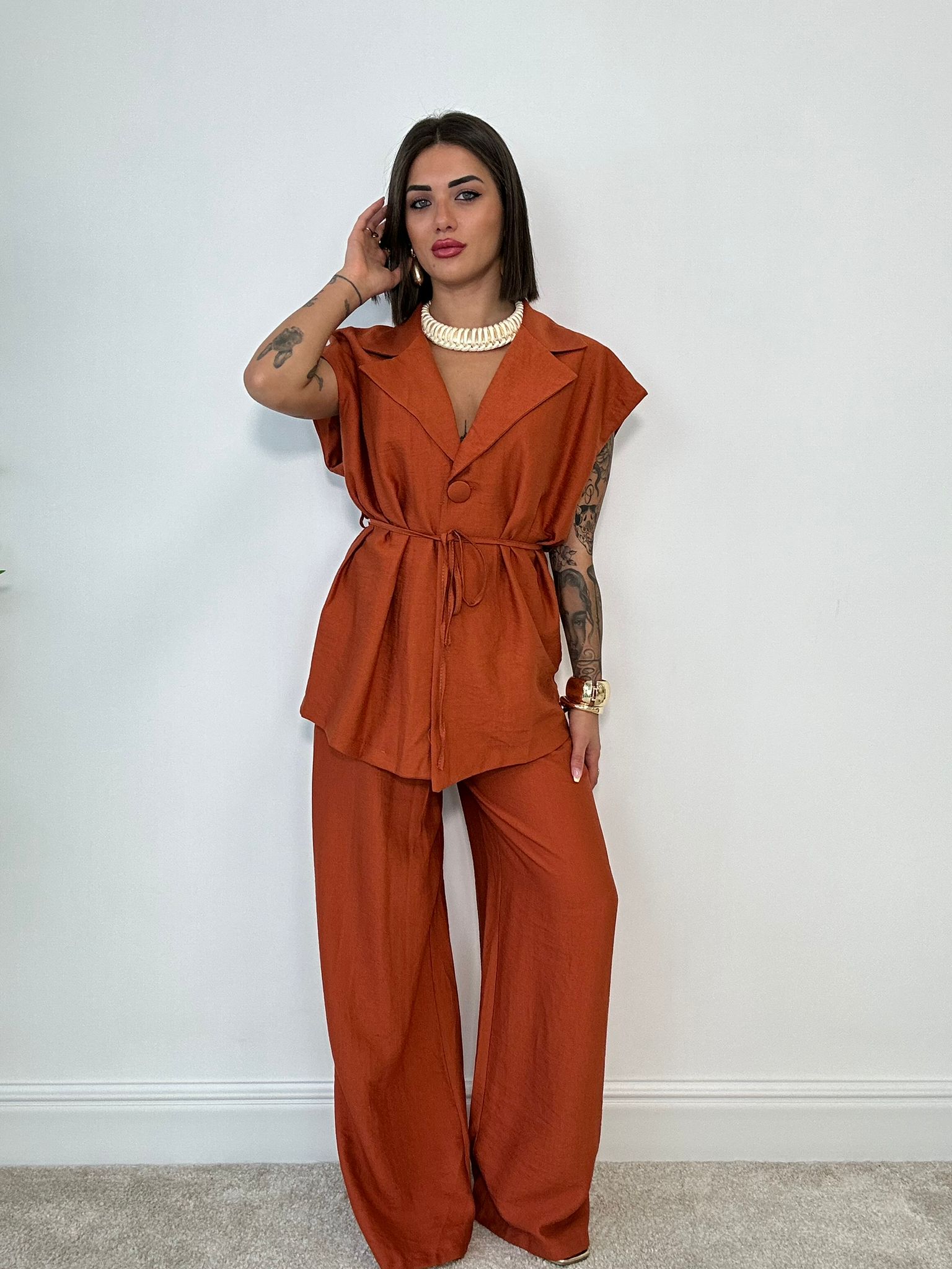 Coordinato Bahamas (Giacca Smanicata + Pantalone) Coccio