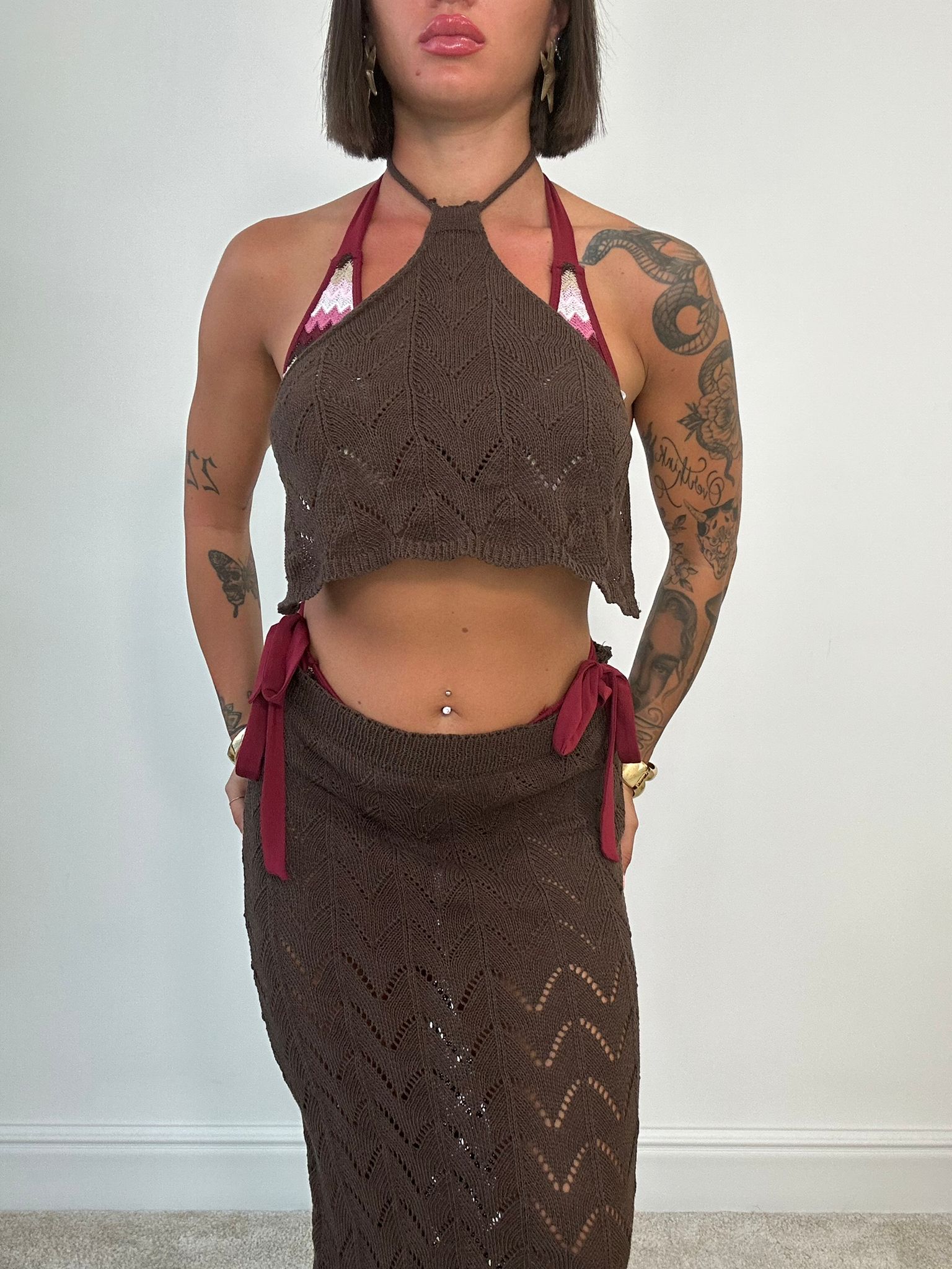 Coordinato Copricostume Ventotene (Top + Gonna) Marrone
