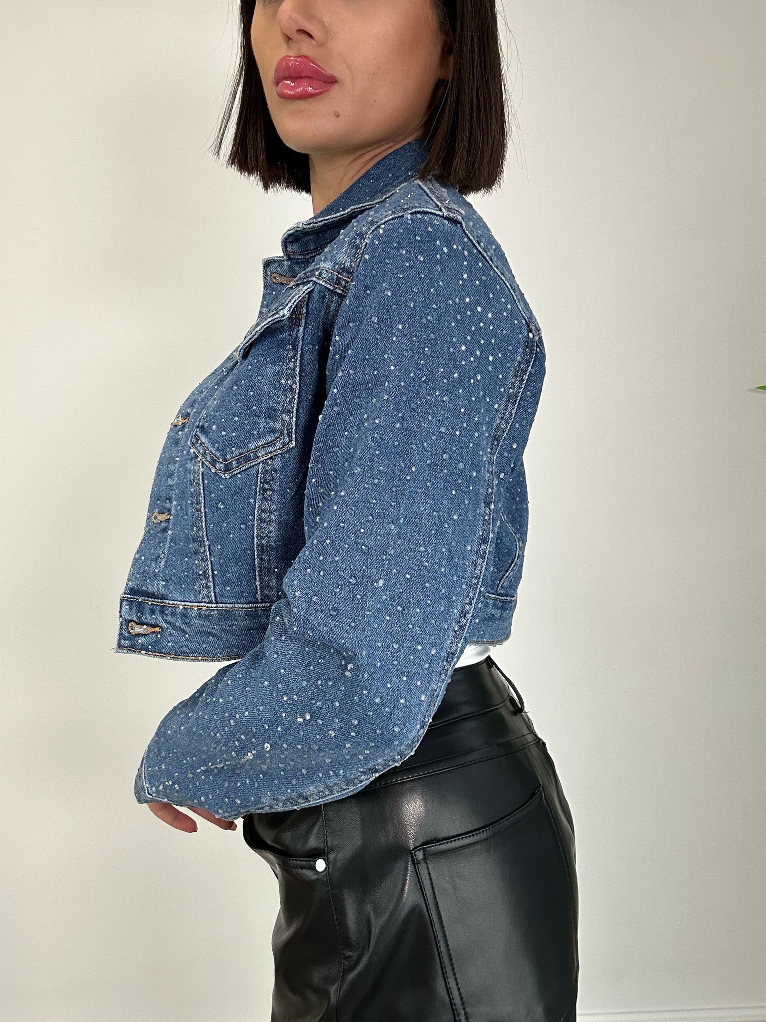 Giacca Crop Shine - Lavaggio Chiaro