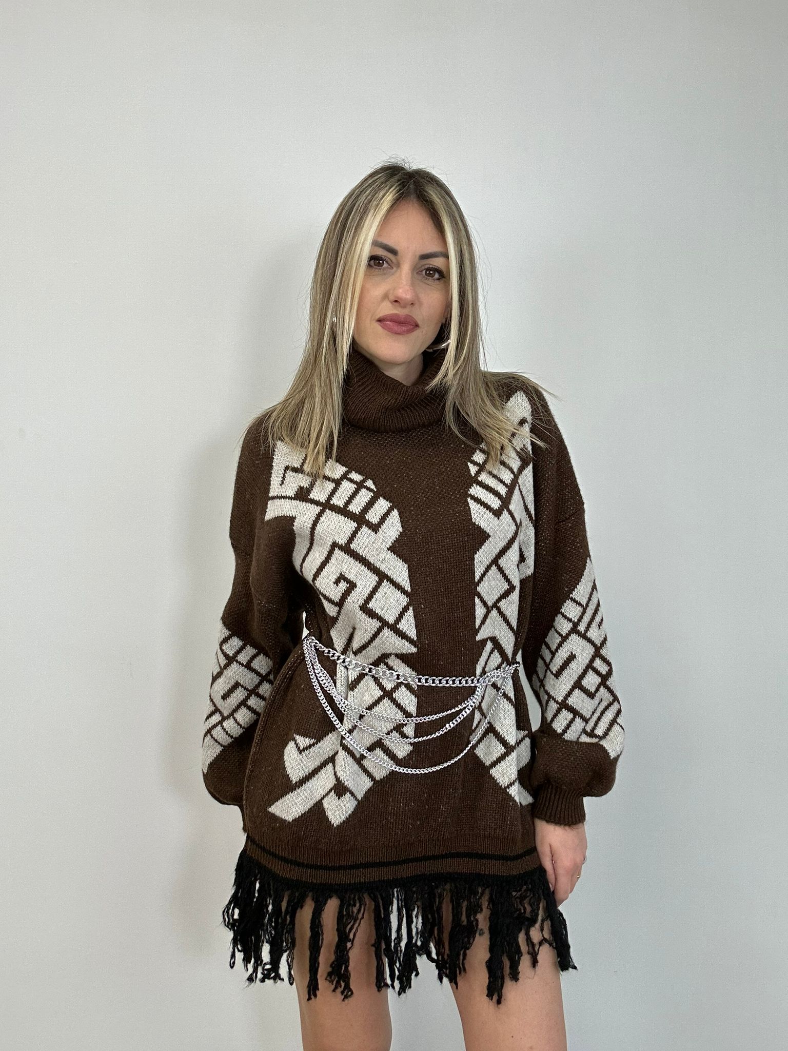 Fransenkleid 25870 - Braun