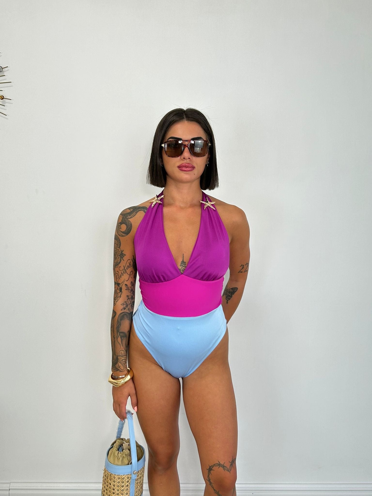 Costume intero - Fucsia e Azzurro