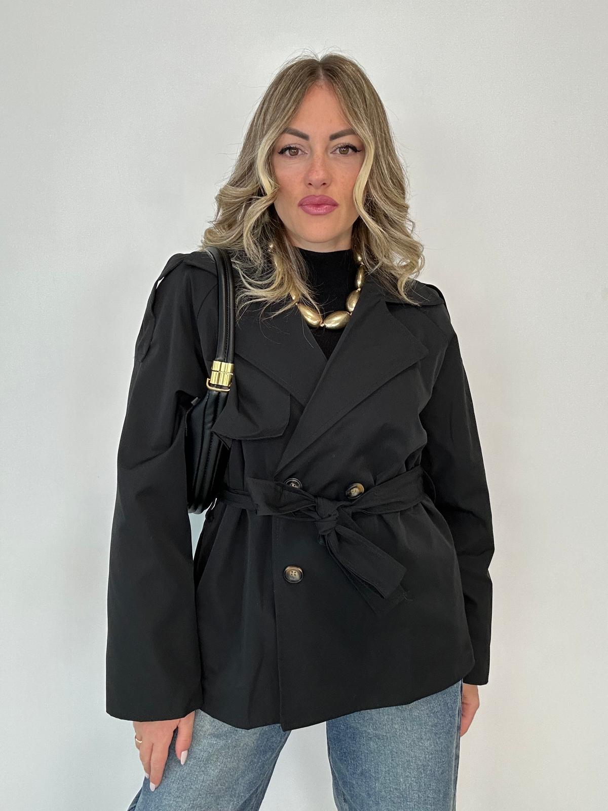 Kurzer Trenchcoat 5909 - Schwarz
