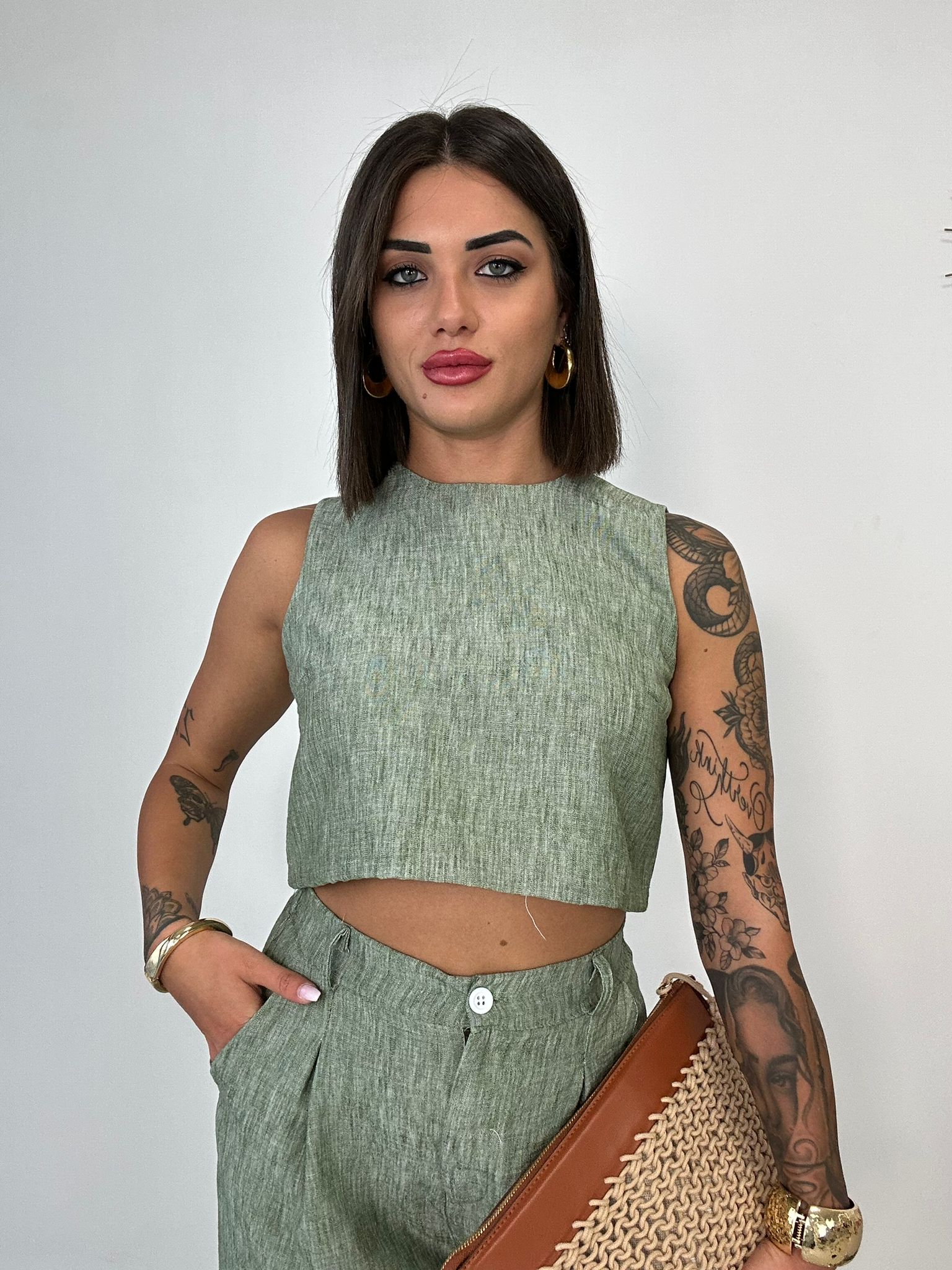 Coordinato Madrid (Top + Pantalone) Verde