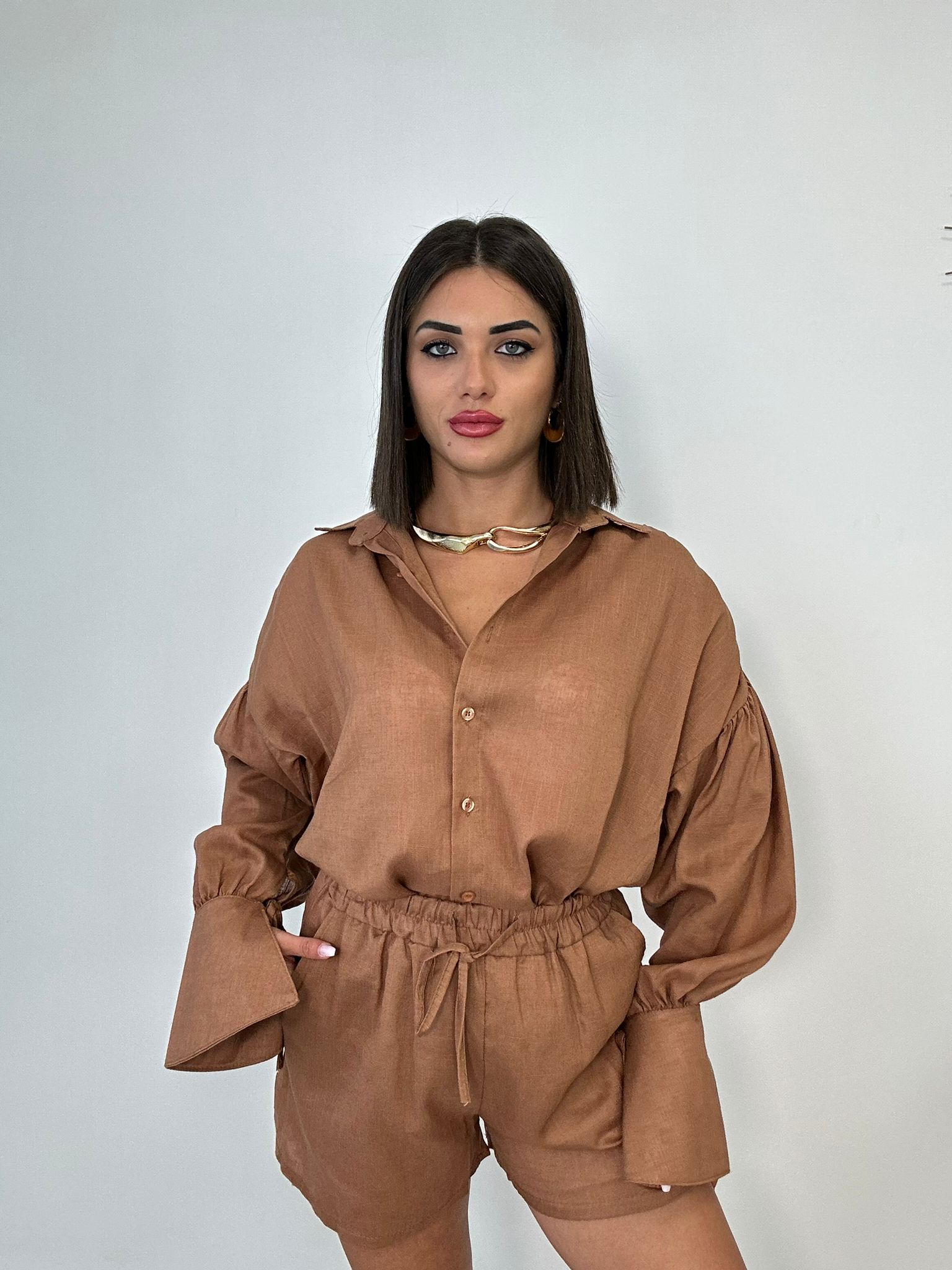 Coordinato Shelly (Camicia + Pantaloncino) Marrone