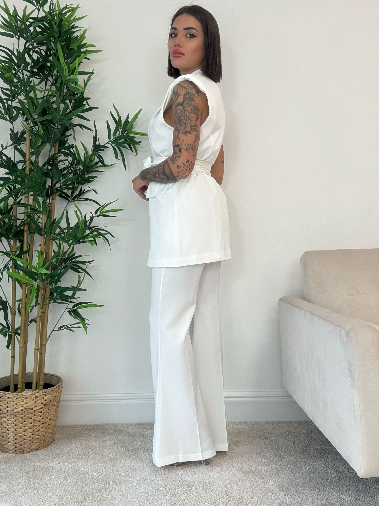 Costume Monique (blazer + pantalon) blanc