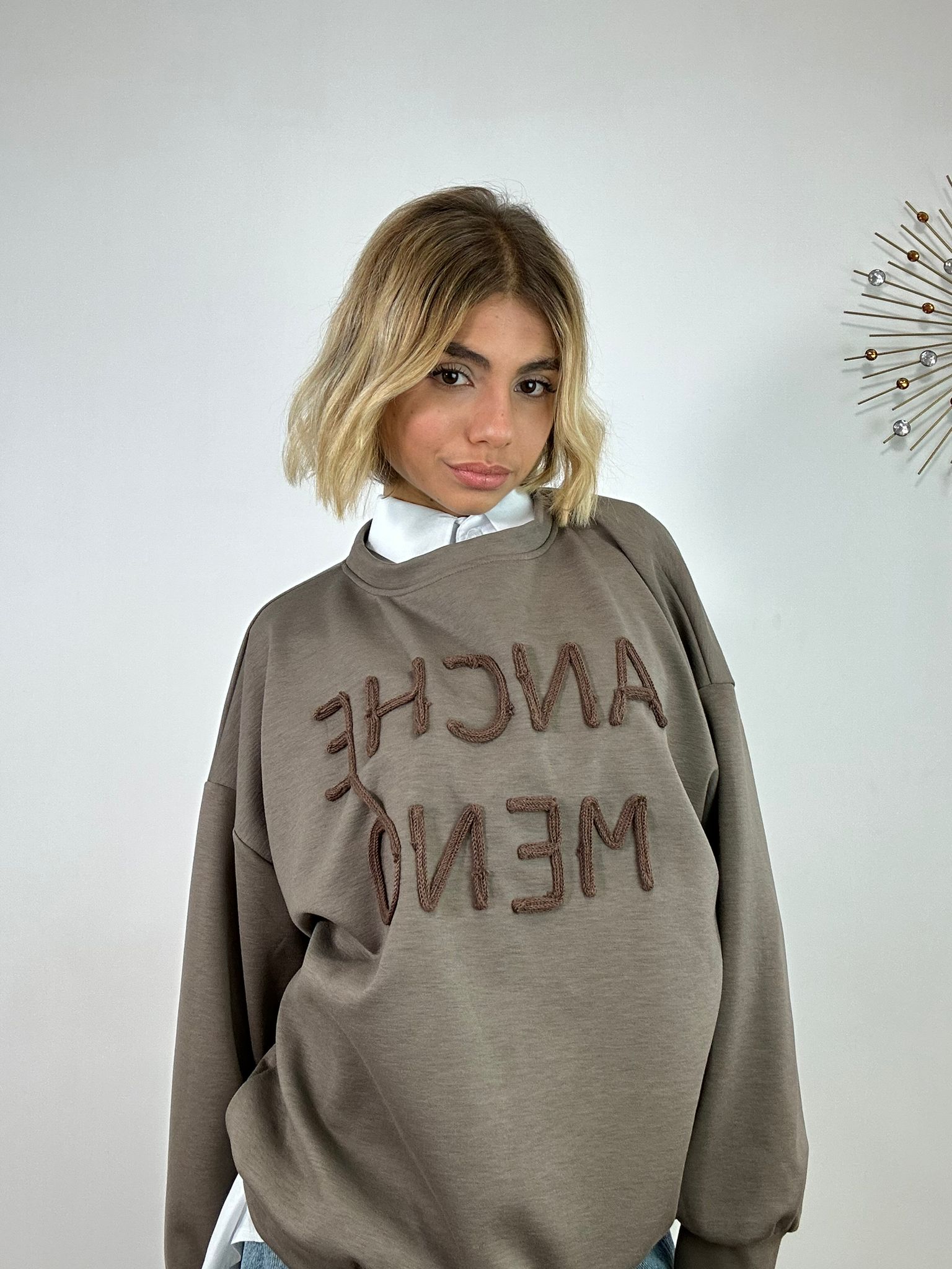 Felpa "Anche Meno" M6023 - Fango