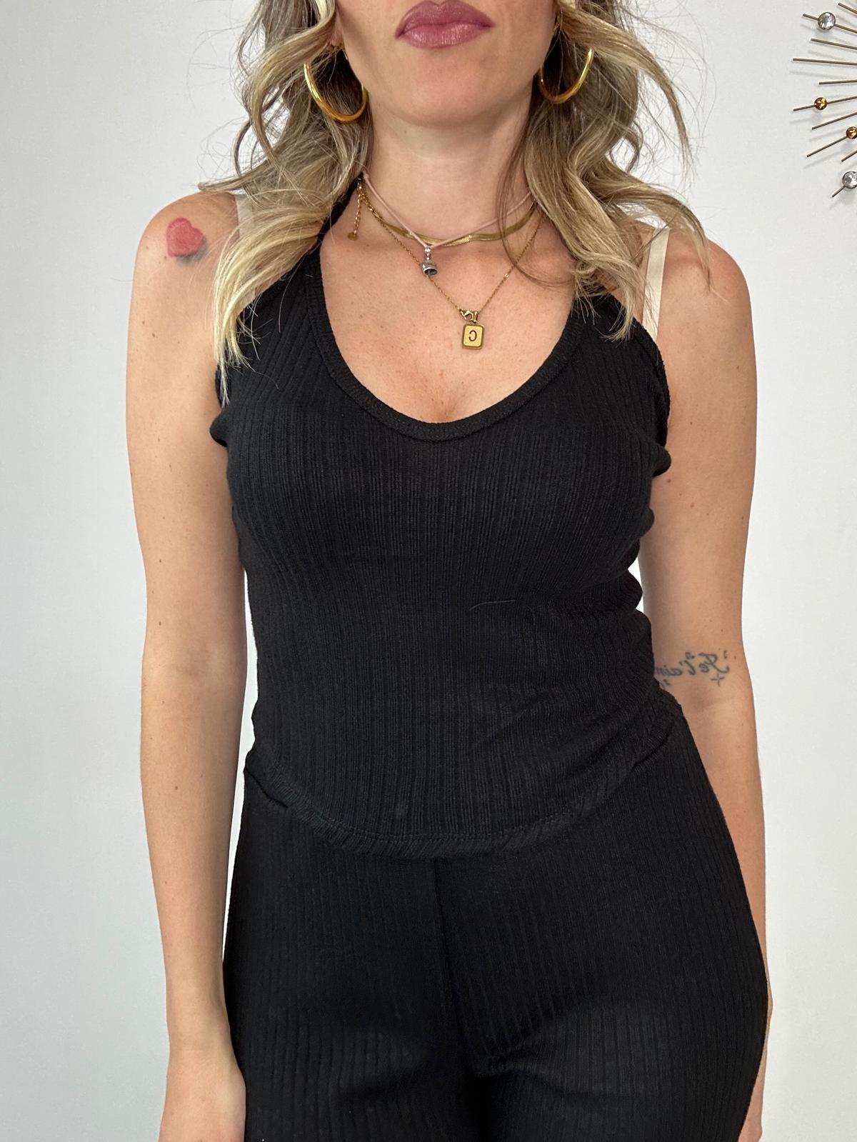 Coordinato ( Pantalone + top + maglia ) Nero