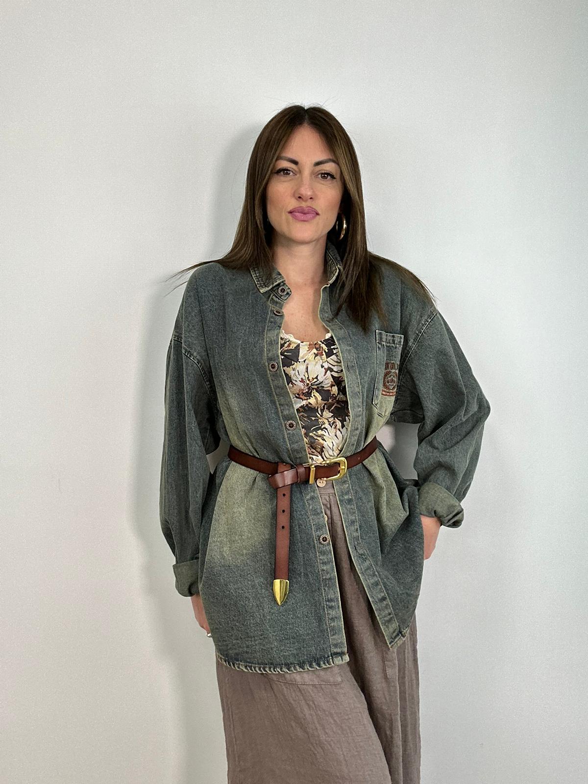 Maxi camicia denim MC926 - sabbiata vintage