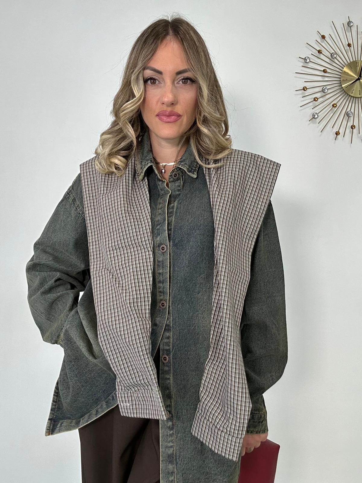 Maxi camicia denim MC926 - sabbiata vintage