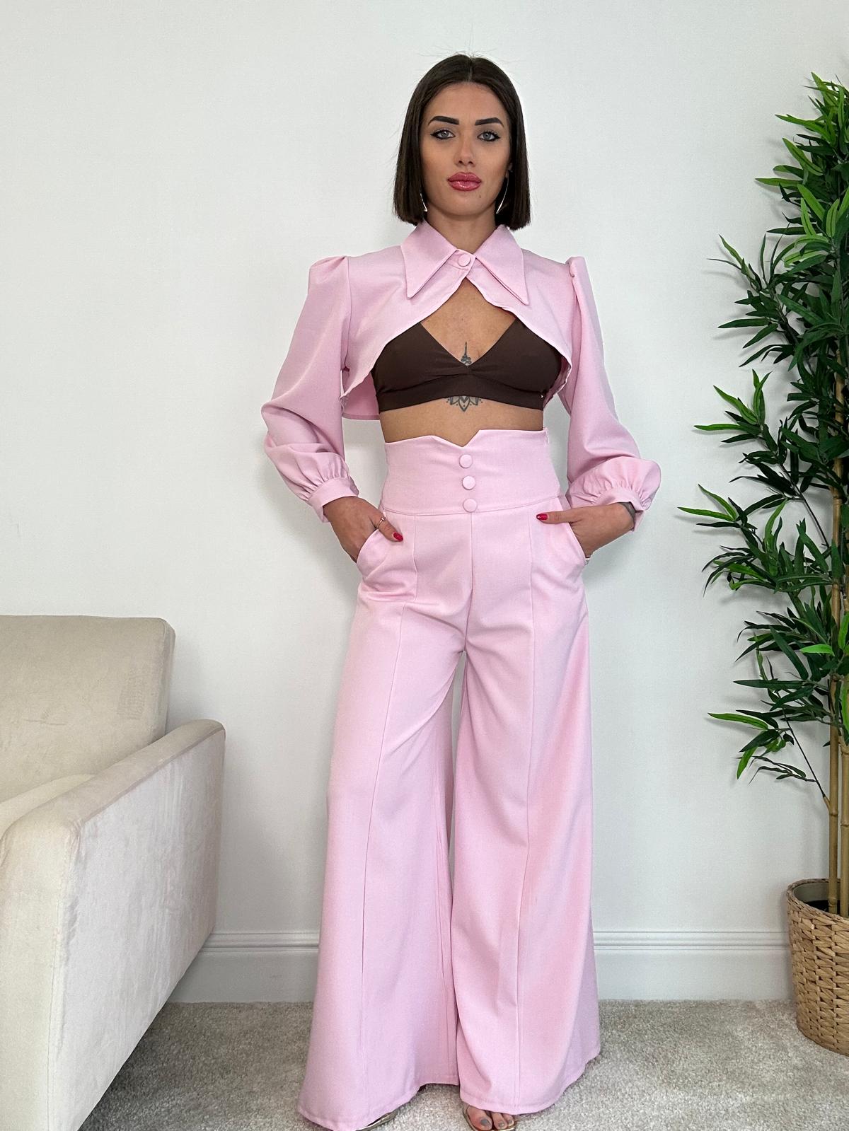 Coordinato Sofia (Giacca Crop + Pantalone) Rosa