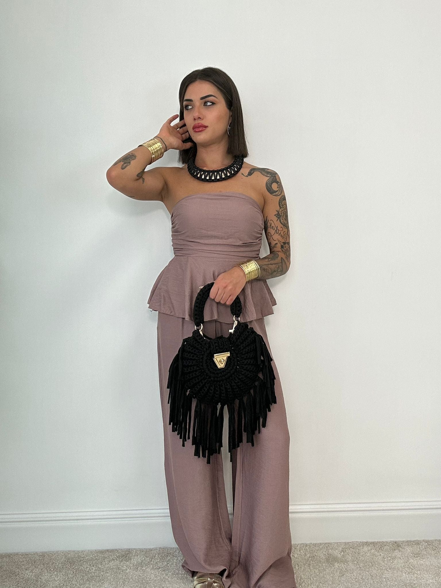 Coordinato Minorca (Top + Pantalone) Tortora