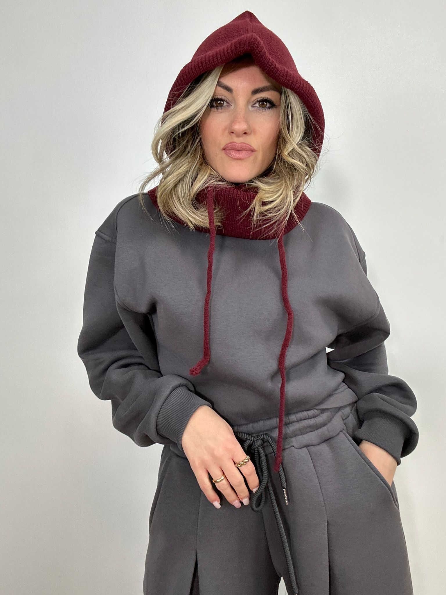 Coordinato Tuta  2657 ( Pantalone + Felpa ) Grigio Scuro