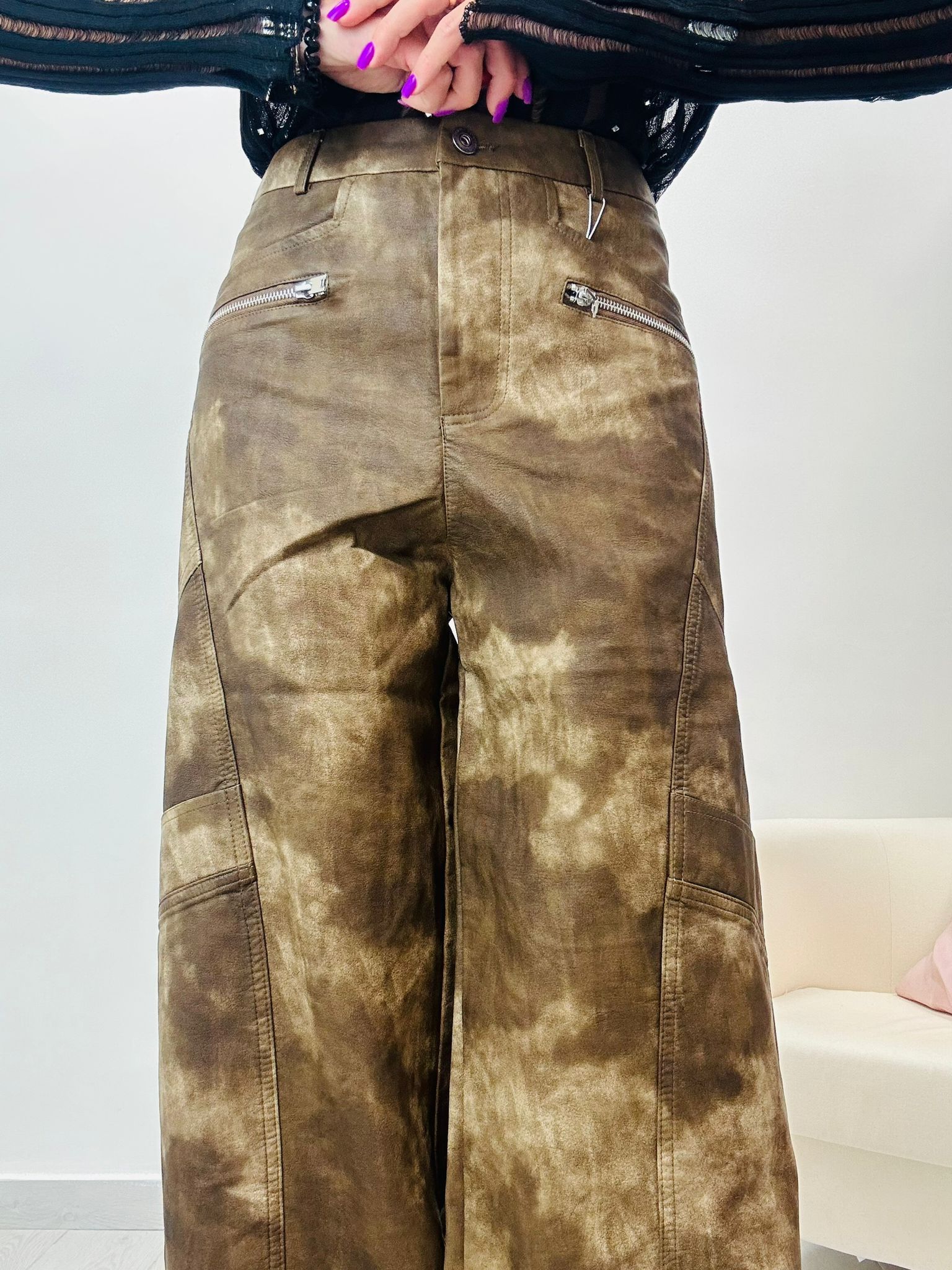 Pantalon Darling en simili cuir - Marron - UNIQUEMENT DISPONIBLE L