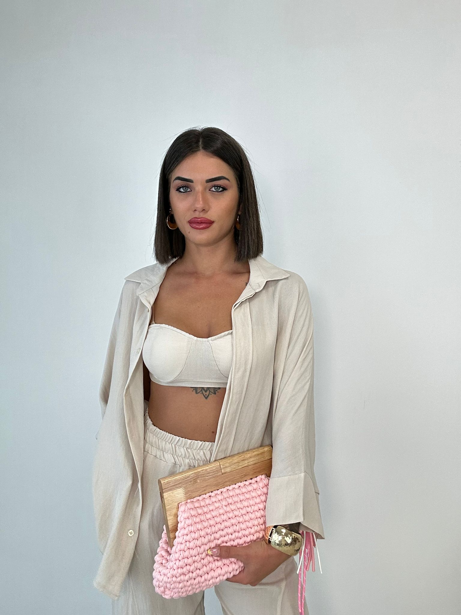 Coordinato Miami (Camicia + Top + Pantalone) Beige