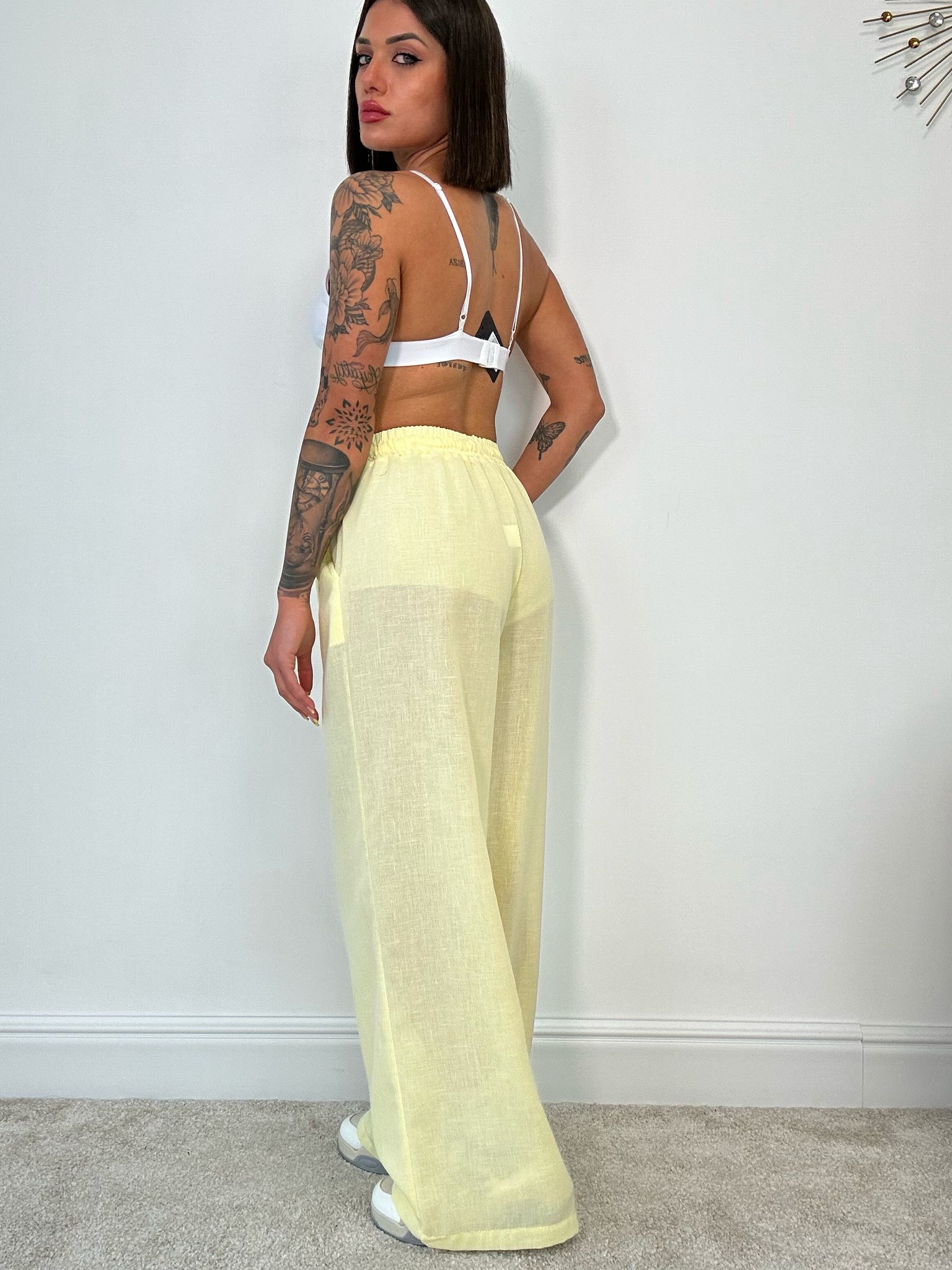 Pantalone in Lino con Laccetti - Giallo