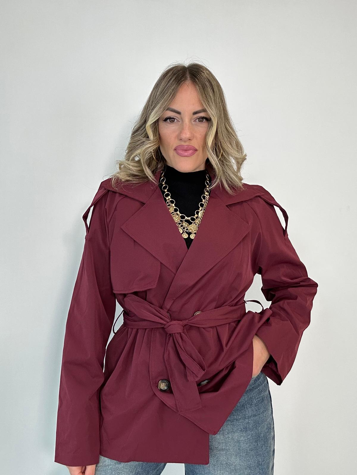 Kurzer Trenchcoat 5909 - Bordeaux