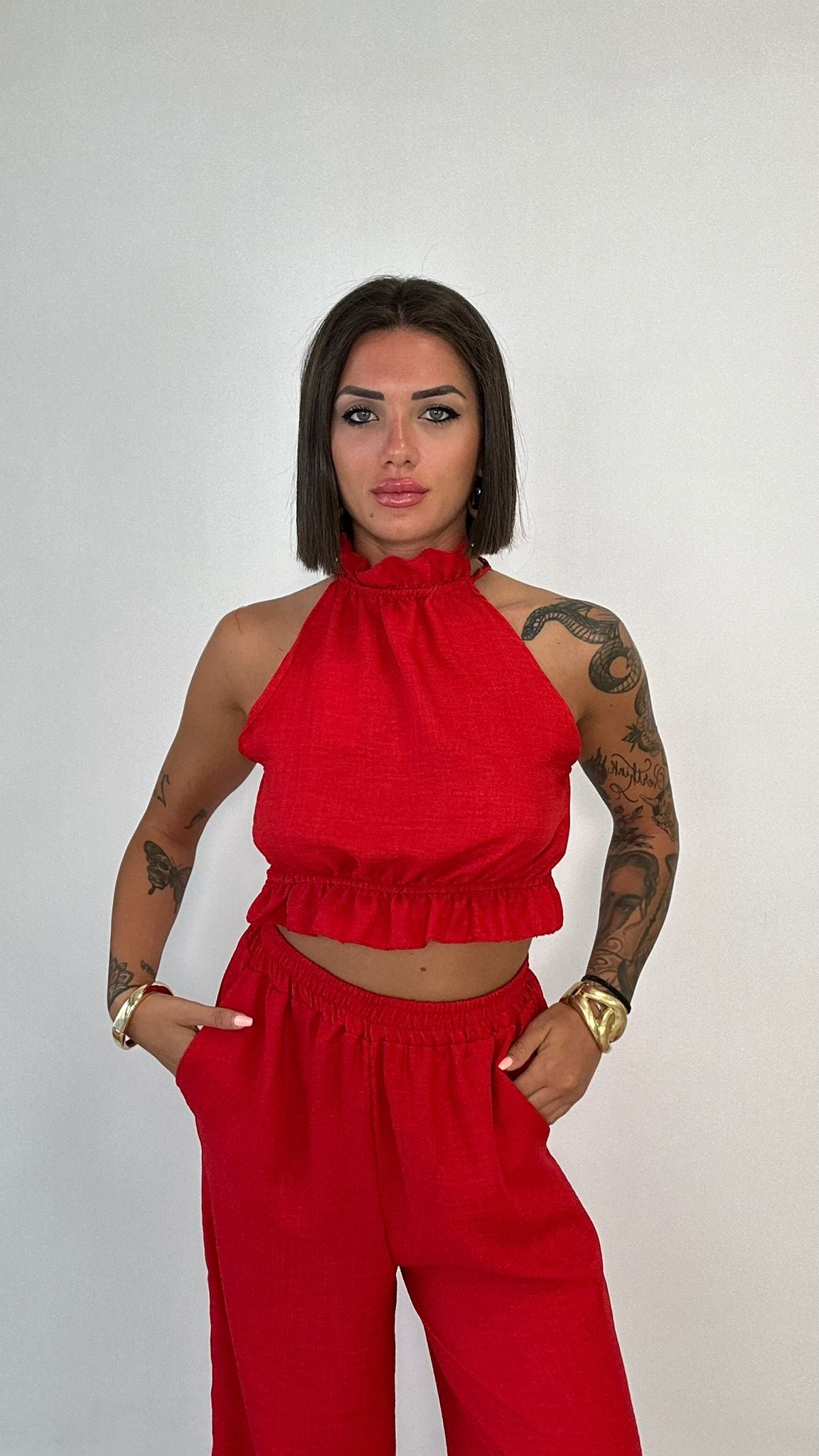 Coordinato Miami (Top + Pantalone) Rosso